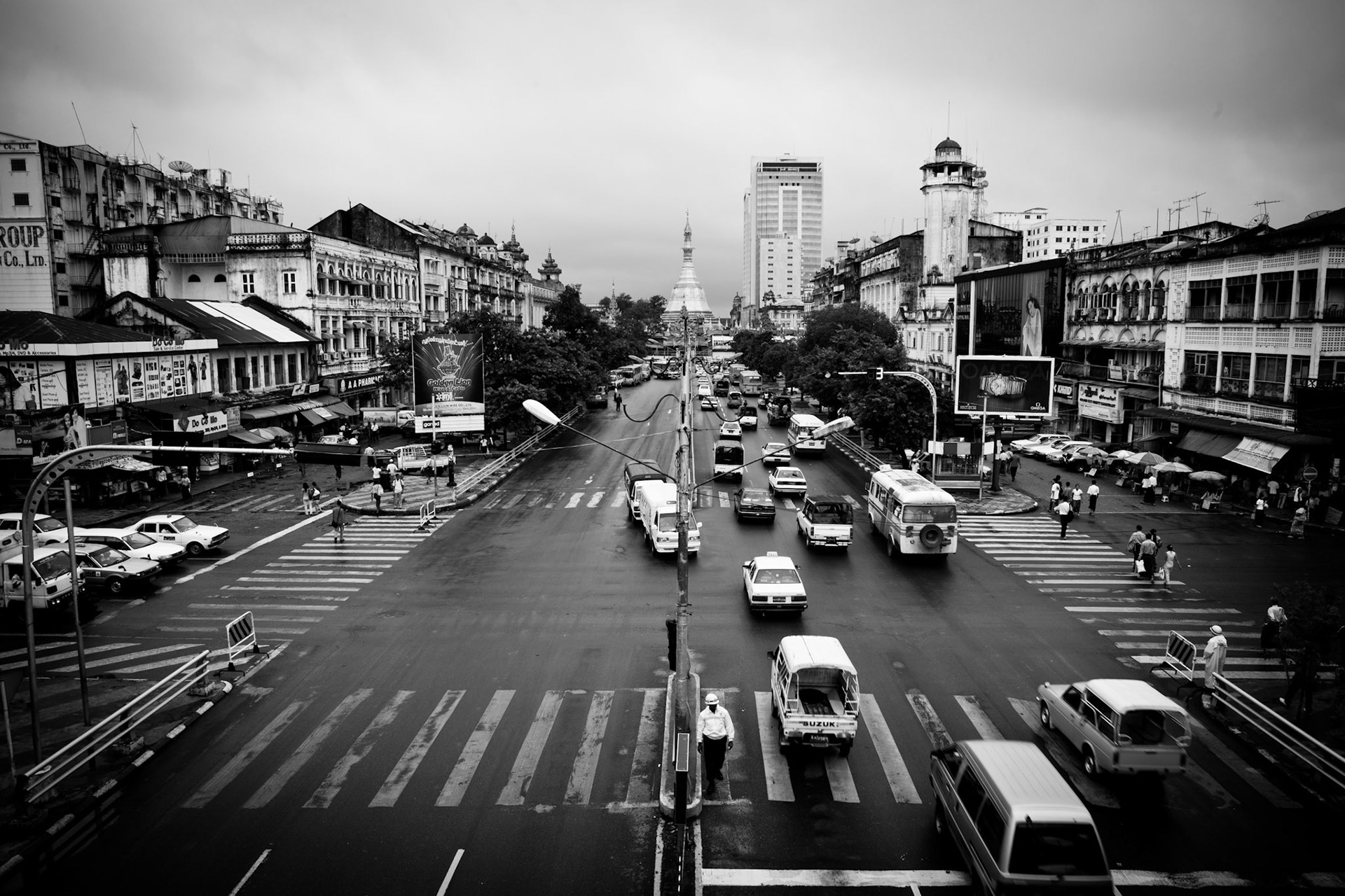 Rangoon (Yangon) former capital city of Burma (Myanmar). With a population of over four million, continues to be the country's largest city and the most important commercial center. It has more colonial buildings that anywhere else in South East Asia.