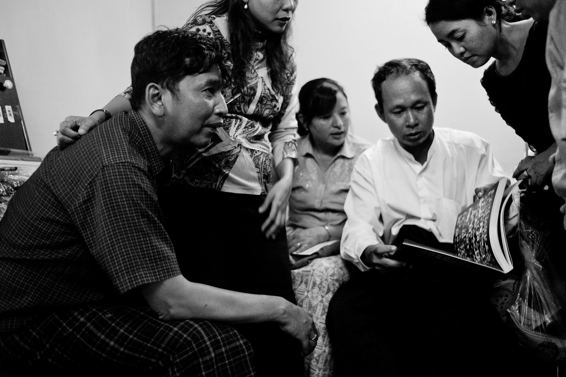Min Ko Naing and Pyone Cho relax at home with fellow members of the 88 Generation Students just days after their release from prison