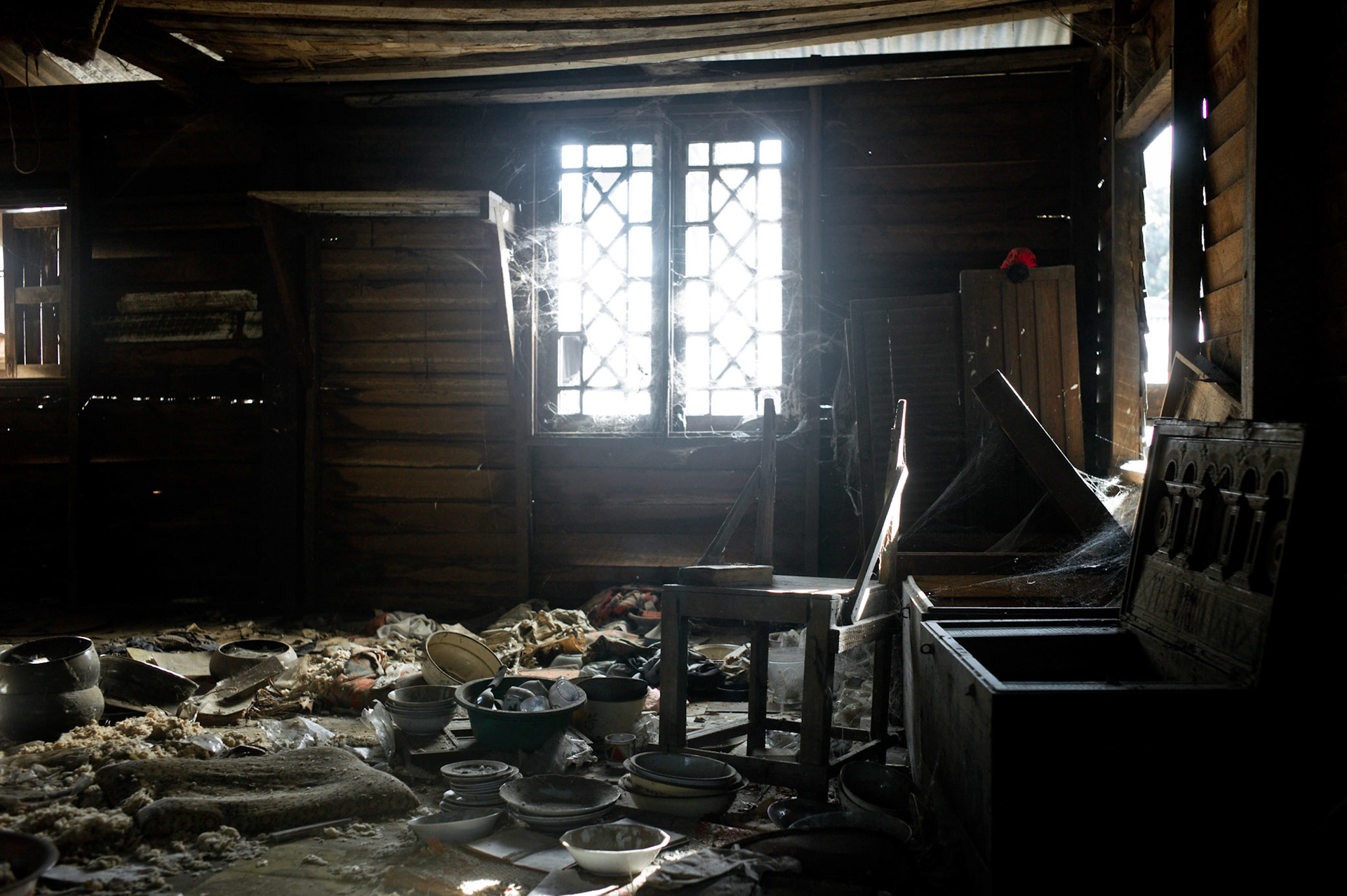 On September 26th 2007, at the height of Burma's monk led Saffron Revolution, Maggin Monastery in Rangoon, was raided as the regime commenced its brutal crackdown on the protests. Soldiers ransacked the monastery, destroying buildings, religious artefacts, books and arrested the monks by force. It was locked shut by the authorities. On 13th January 2012 U Eindaka and his fellow monks were released from prison under a presidential amnesty and more than four years since Maggin monastery was raided and locked, they returned to their home and opened the doors once more. Everything they found was exactly as it was left the night the military regime arrested them and ransacked the buildings.