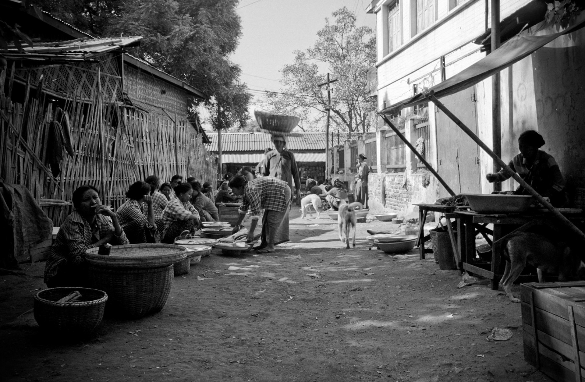 Street vendors at a morning market in central Burma