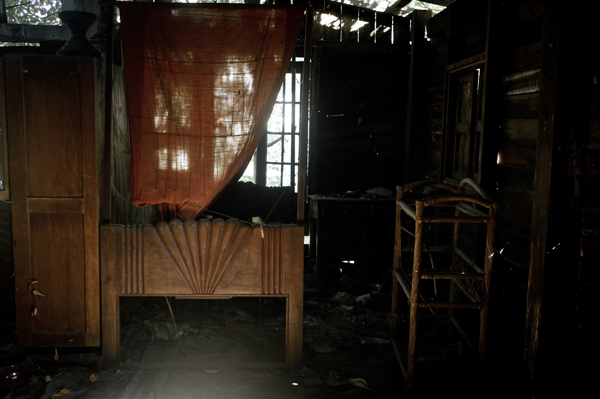 U Eindaka's sleeping quarters were destroyed as soldiers searched for anything that would link the monks to the protests. On September 26th 2007, at the height of Burma's monk led Saffron Revolution, Maggin Monastery in Rangoon, was raided as the regime commenced its brutal crackdown on the protests. On 13th January 2012 the monks were released from prison and more than four years since the monastery was raided and locked, they returned and opened the doors once more. Everything they found was exactly as it was left the night the military regime arrested them and ransacked the buildings.