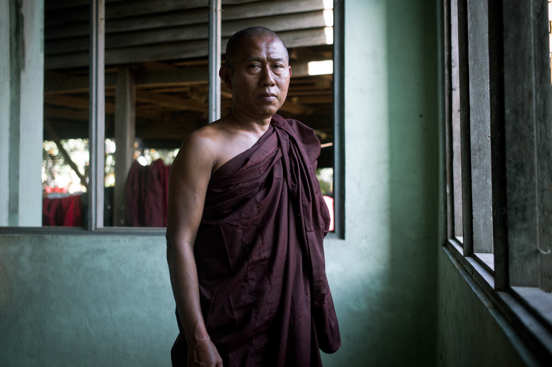 U Eindaka was first arrested in 1990, disrobed and sentenced to 5 years in prison for boycotting alms from the military regime. He became the Abbot of Maggin Monastery in Rangoon, well known as a hospice and treatment center for HIV/AIDS patients. In September 2007 the regime suspected U Eindaka and the monastery of being active behind the scenes during the Saffron Revolution and raided it 5 times and arresting all the monks before closing it down in November. U Eindaka was sentenced to 20 years in Lashio prison but was released in January 2012 under a presidential amnesty and has returned to Maggin monastery where he continues his work to bring democracy to Burma