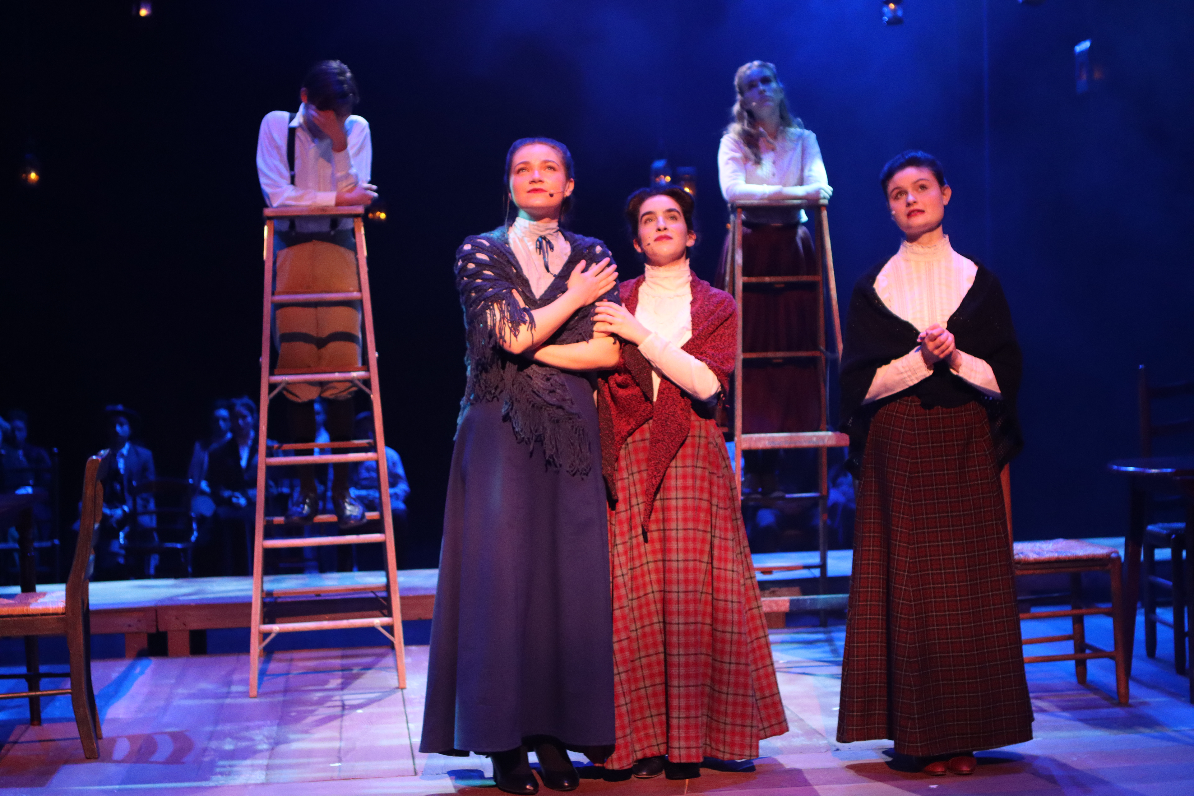 George Gibbs, Mrs. Gibbs, Mrs. Soames, Emily Webb, Mrs. Webb
