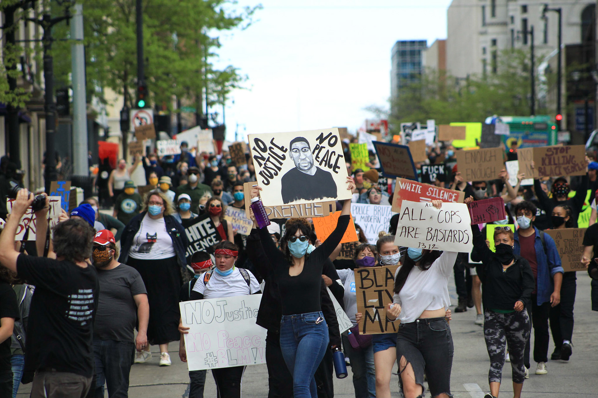 Thousands of people gathered on Downtown Milwaukee for the second day of protests for the death of George Floyd, who was murdered by a police officer in Minneapolis.