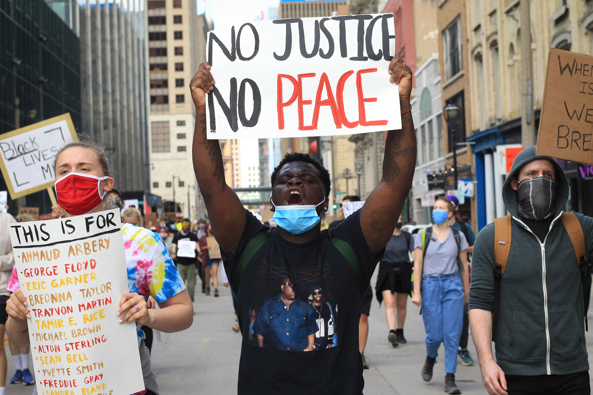Thousands of people gathered on Downtown Milwaukee for the second day of protests for the death of George Floyd, who was murdered by a police officer in Minneapolis.