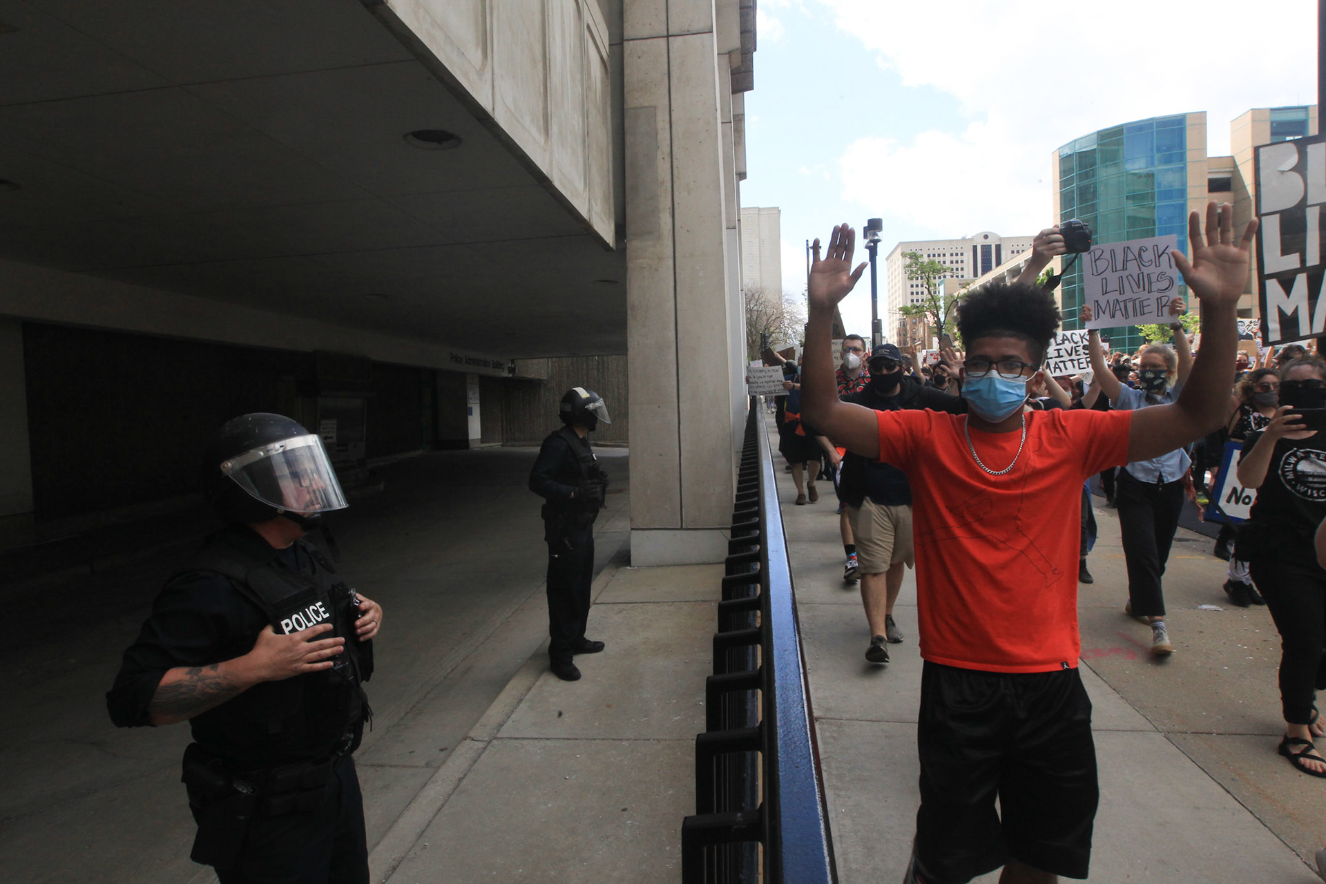 Thousands of people gathered on Downtown Milwaukee for the second day of protests for the death of George Floyd, who was murdered by a police officer in Minneapolis.