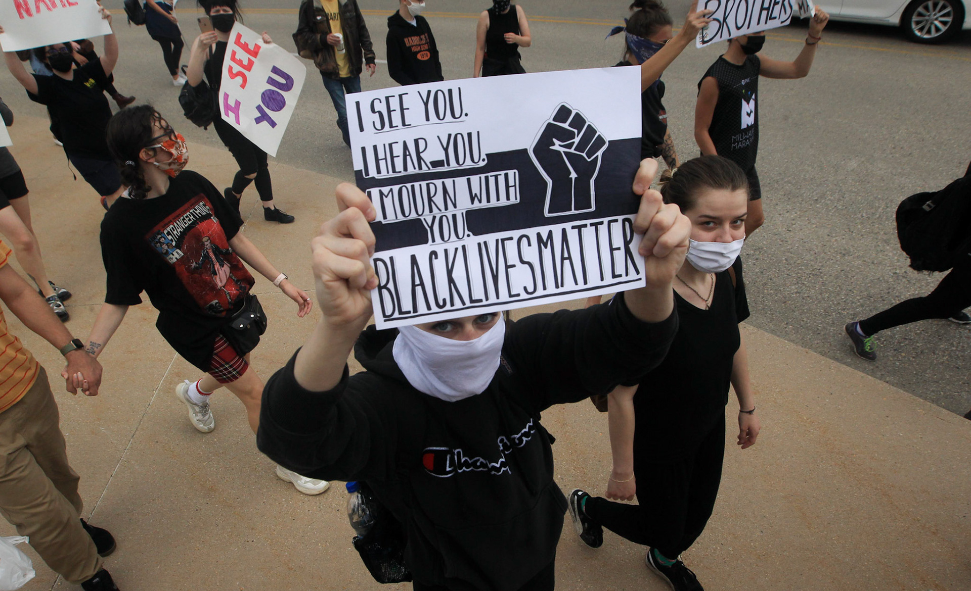 Thousands of people gathered on Downtown Milwaukee for the second day of protests for the death of George Floyd, who was murdered by a police officer in Minneapolis.
