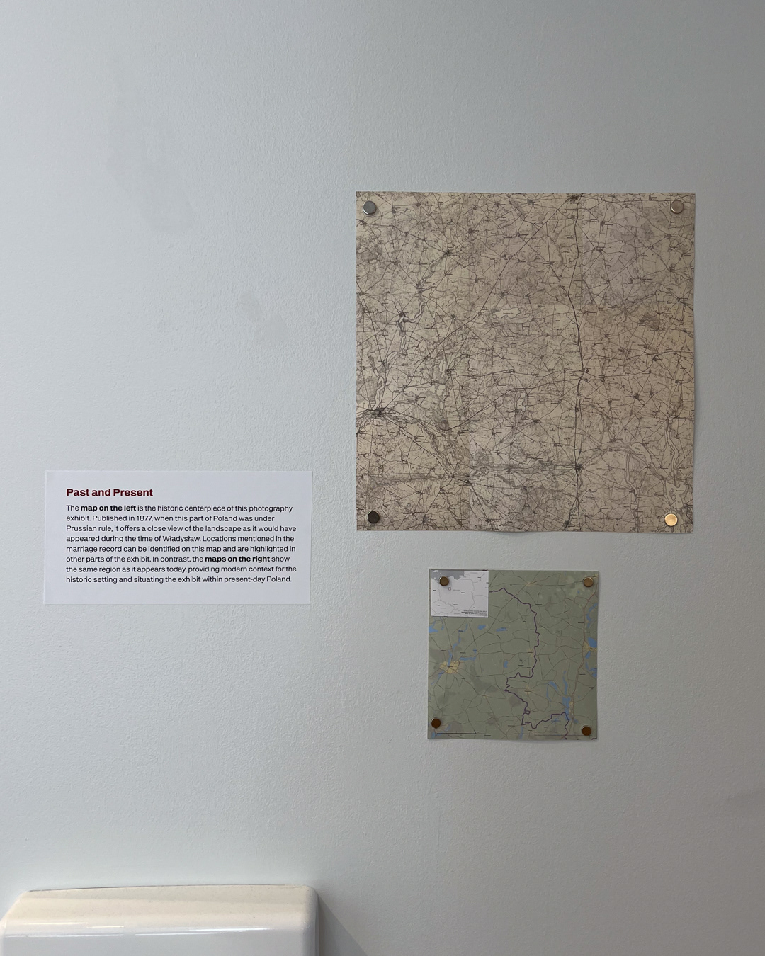 Narrative panels with his work