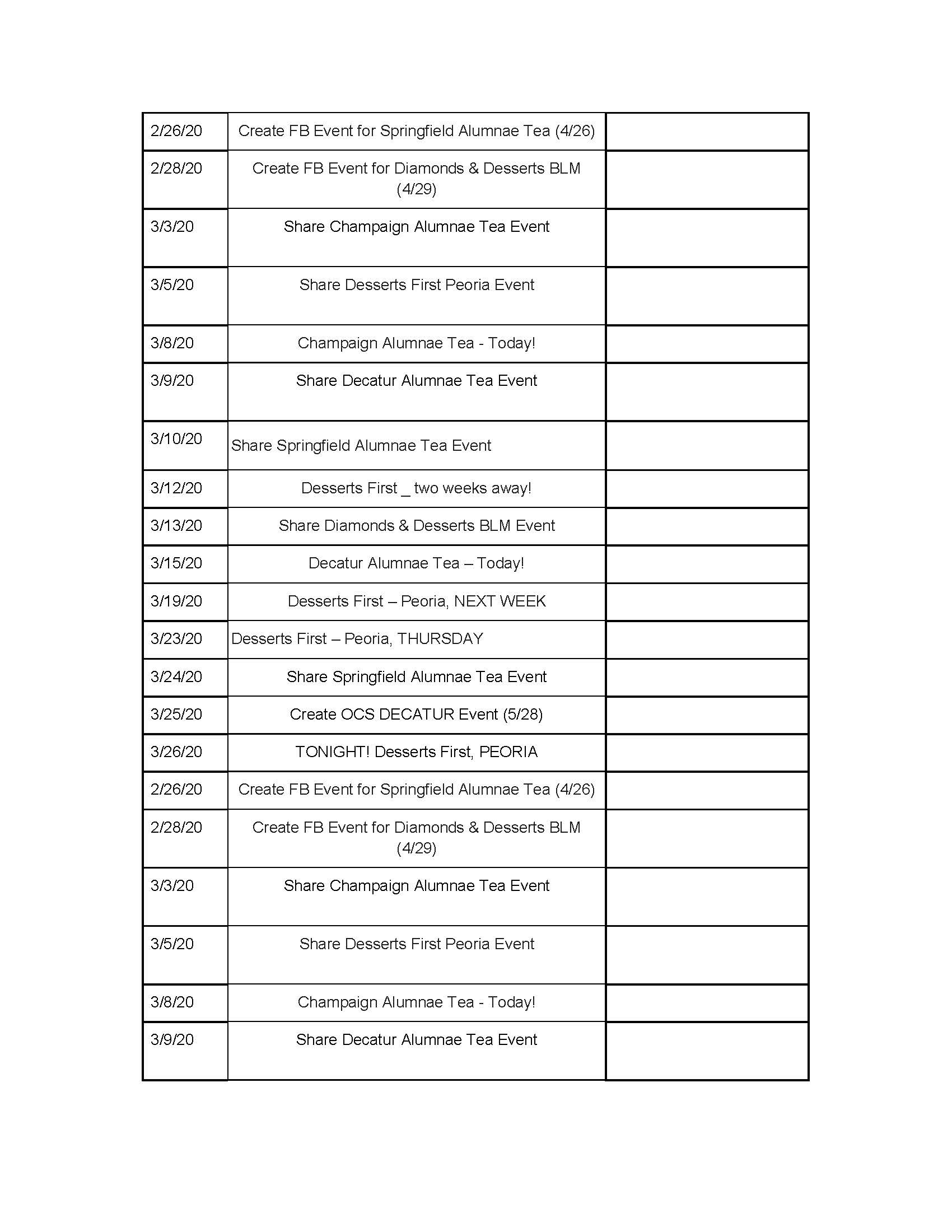 Fund Development Post Schedule