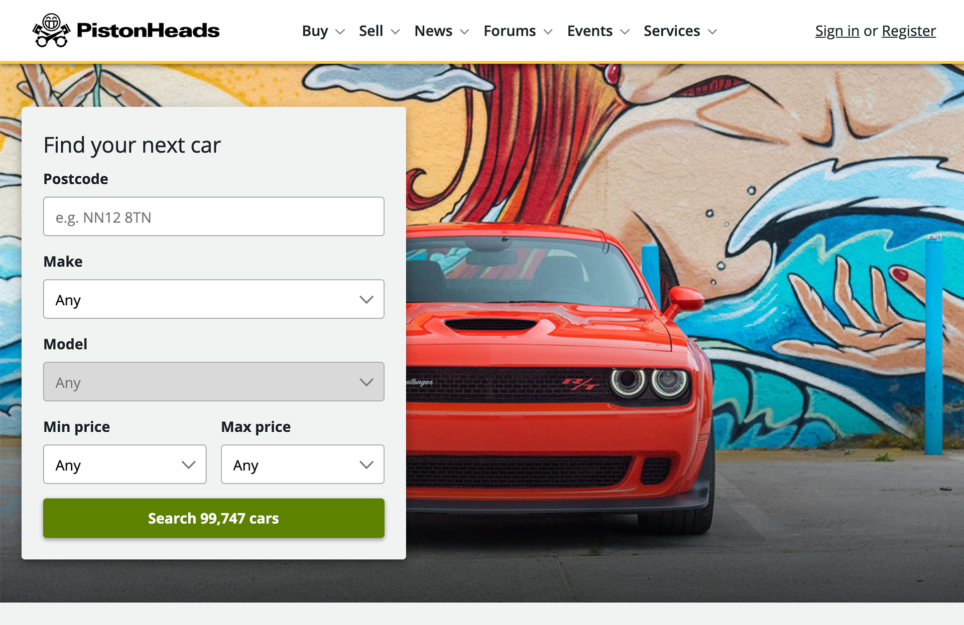 New PistonHeads homepage