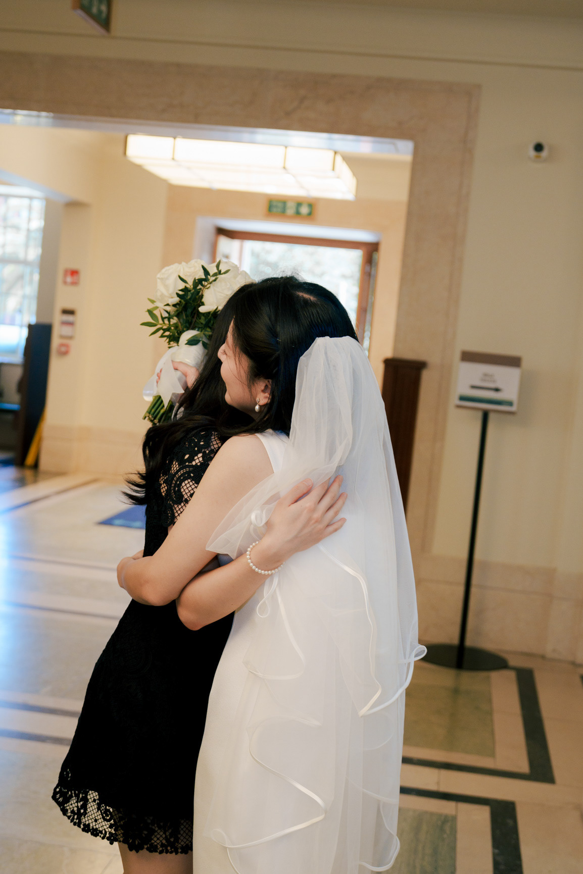 Guests celebrating outside Hackney Town Hall
