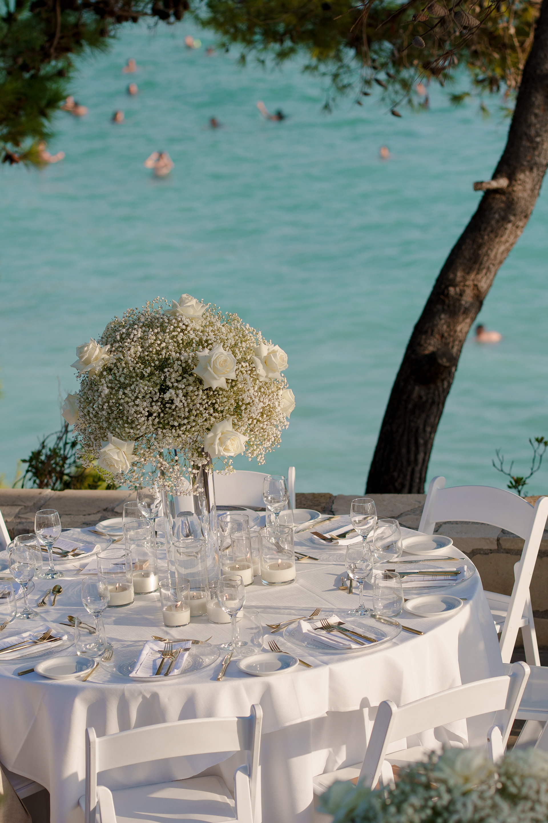 Cherry and Byron celebrating with guests in Kefalonia
