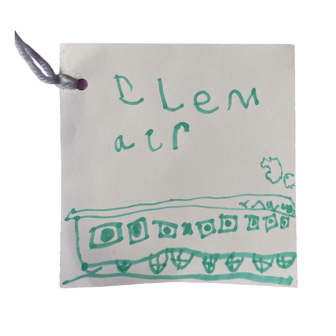 Clean air. Includes child's drawing of a train
