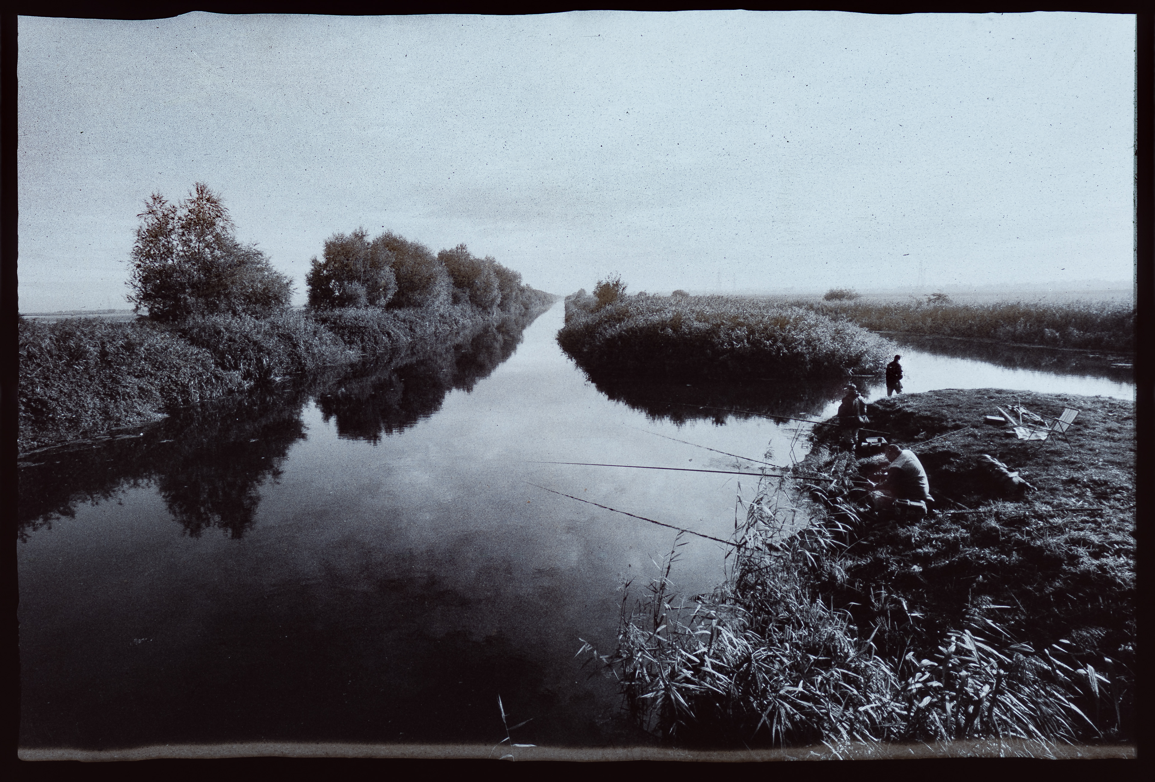 Three rivers near Scunthorpe - Polaroid instant B&W. 35mm positive