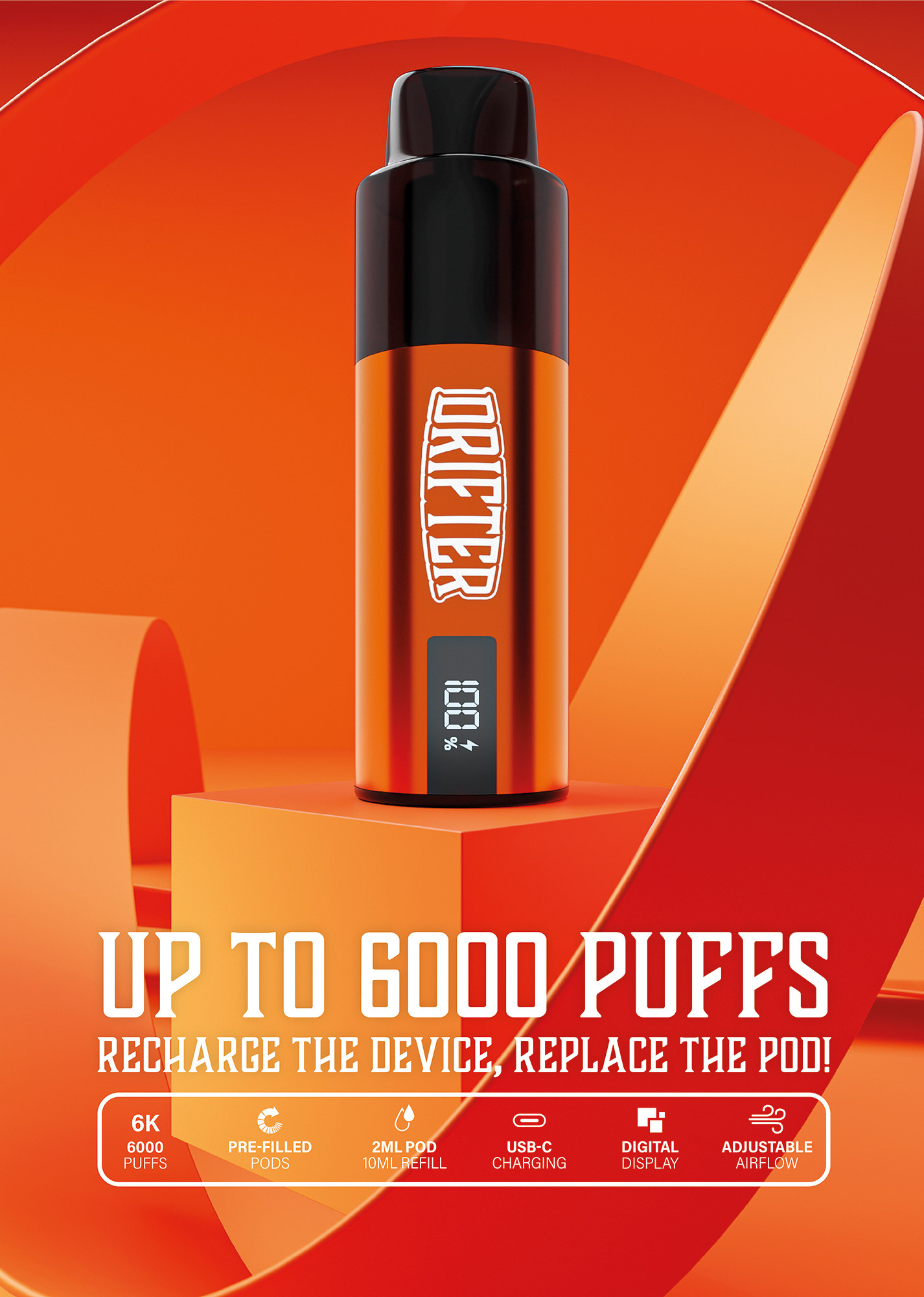 Drifter Bar 6000 (UK) A5 menu card 