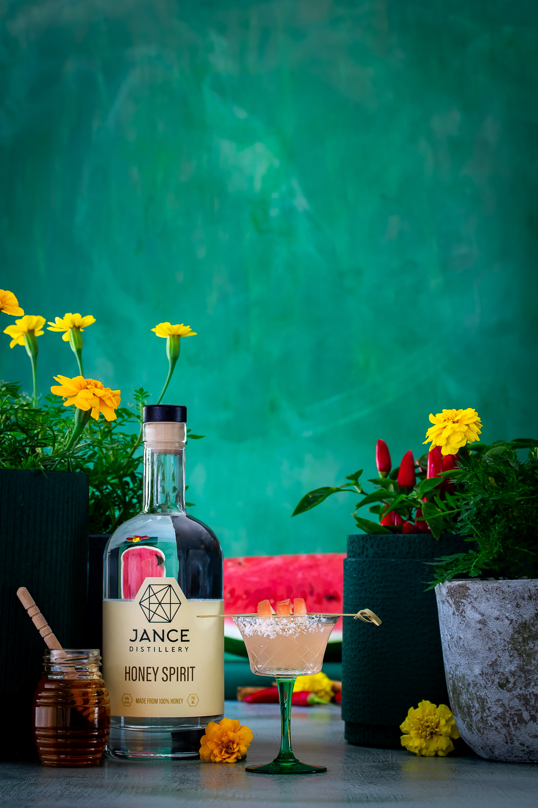 honey & watermelon pickle margarita: bespoke cocktail