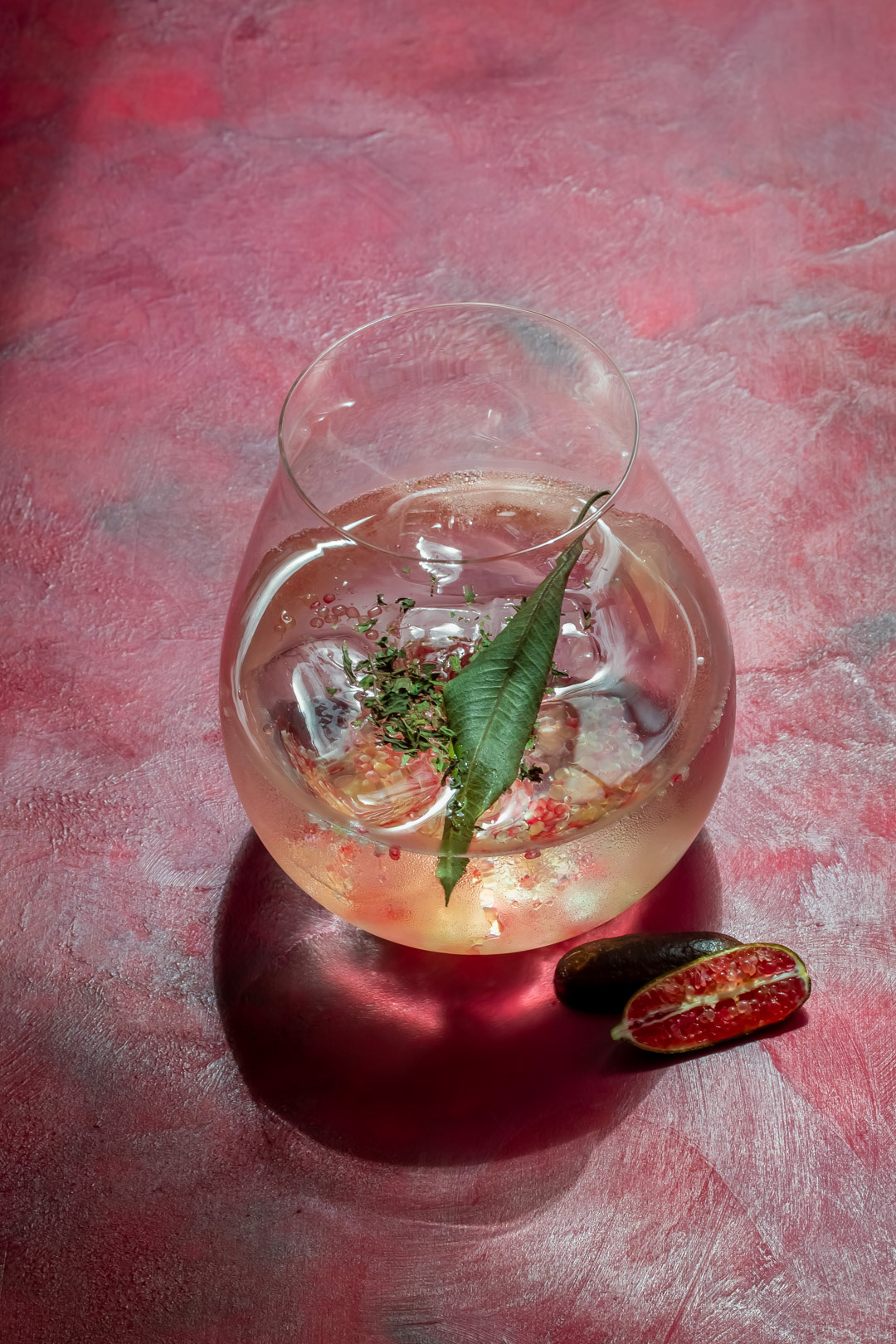 rainforest gin tonica with finger lime, river mint, tyrant ants and lemon myrtle