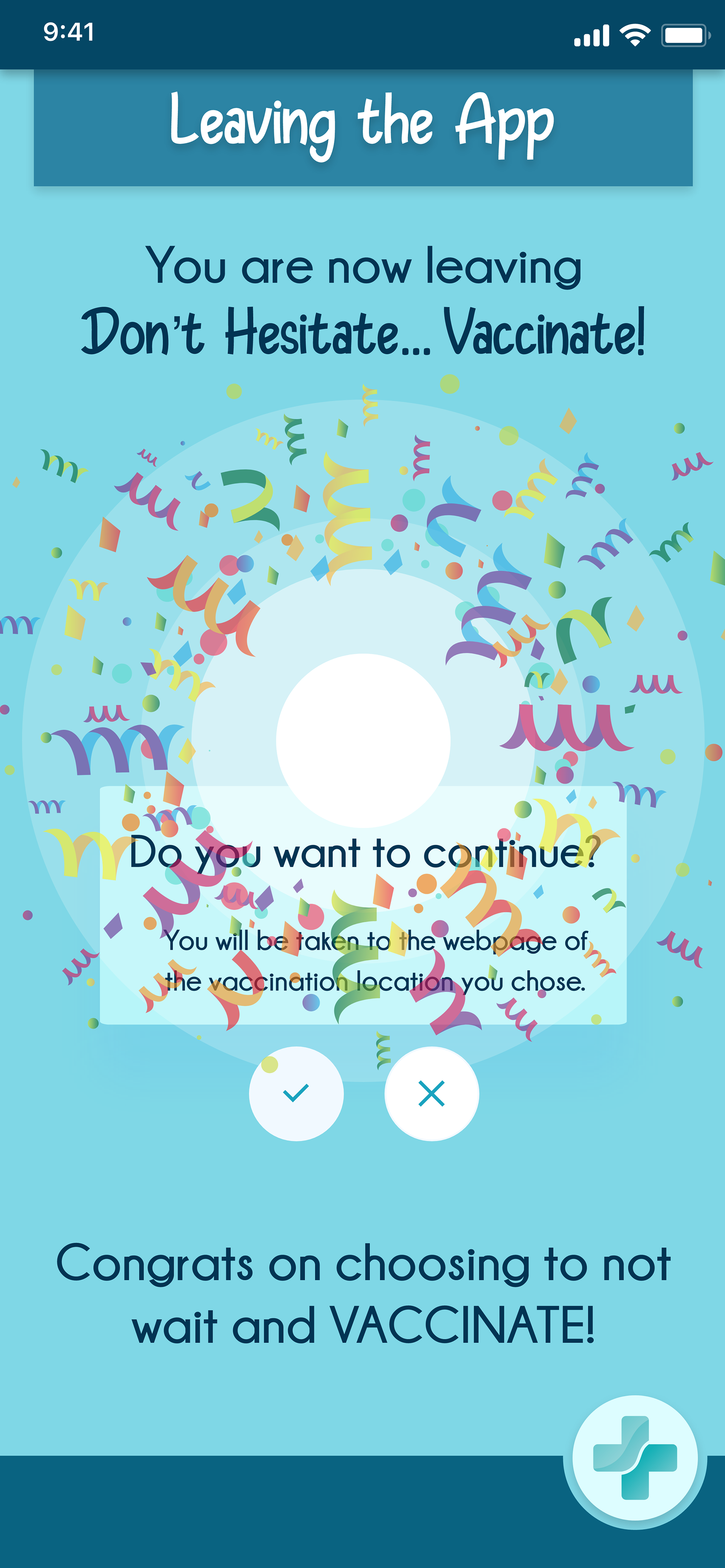 If you click the checkmark, confetti and a message will pop up.