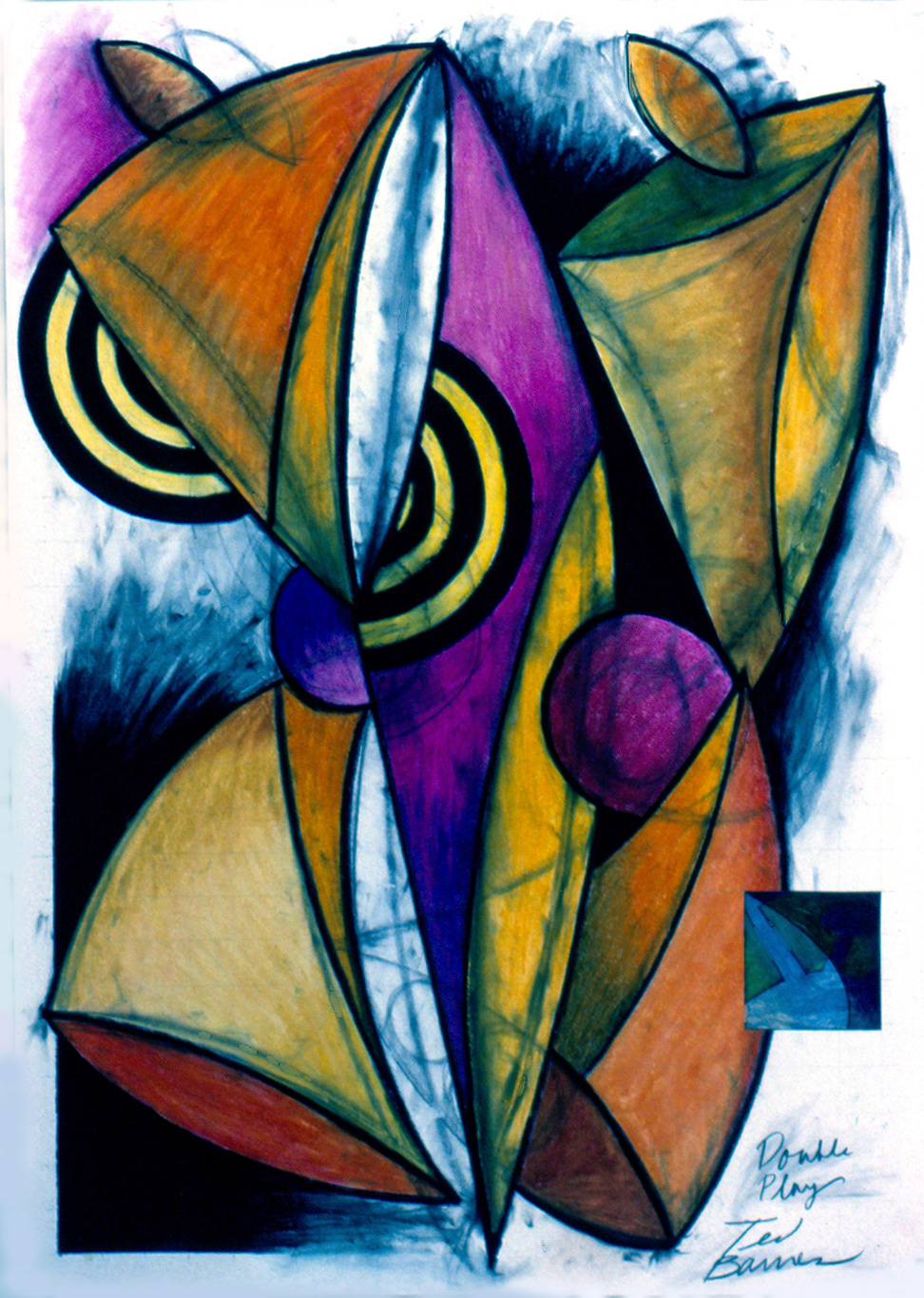 Double Play, 24” x 18,” Pastel on paper, 1989 SOLD