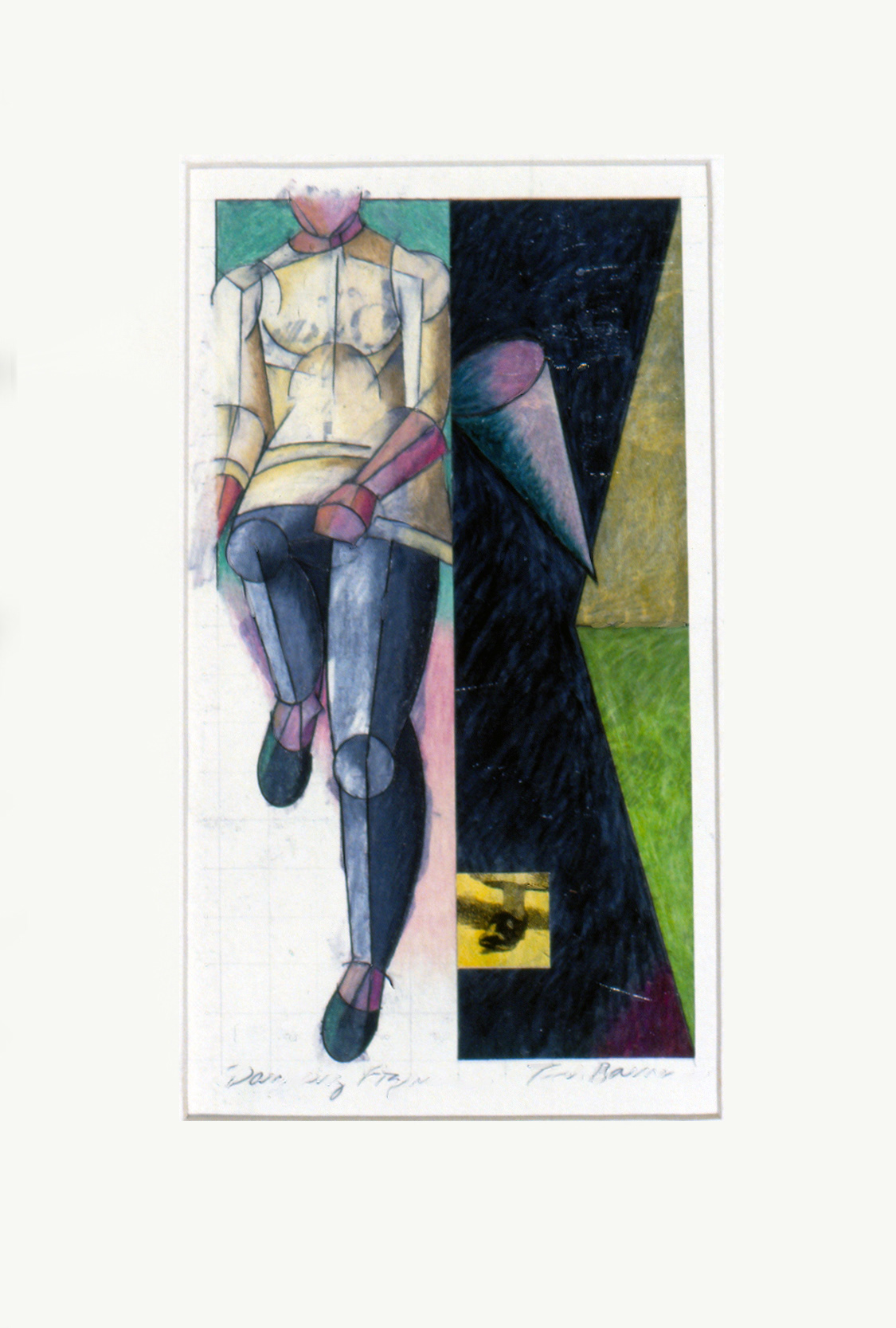 Dancing Figure, 15” x 11,” Mixed Media Collage, 1986 SOLD