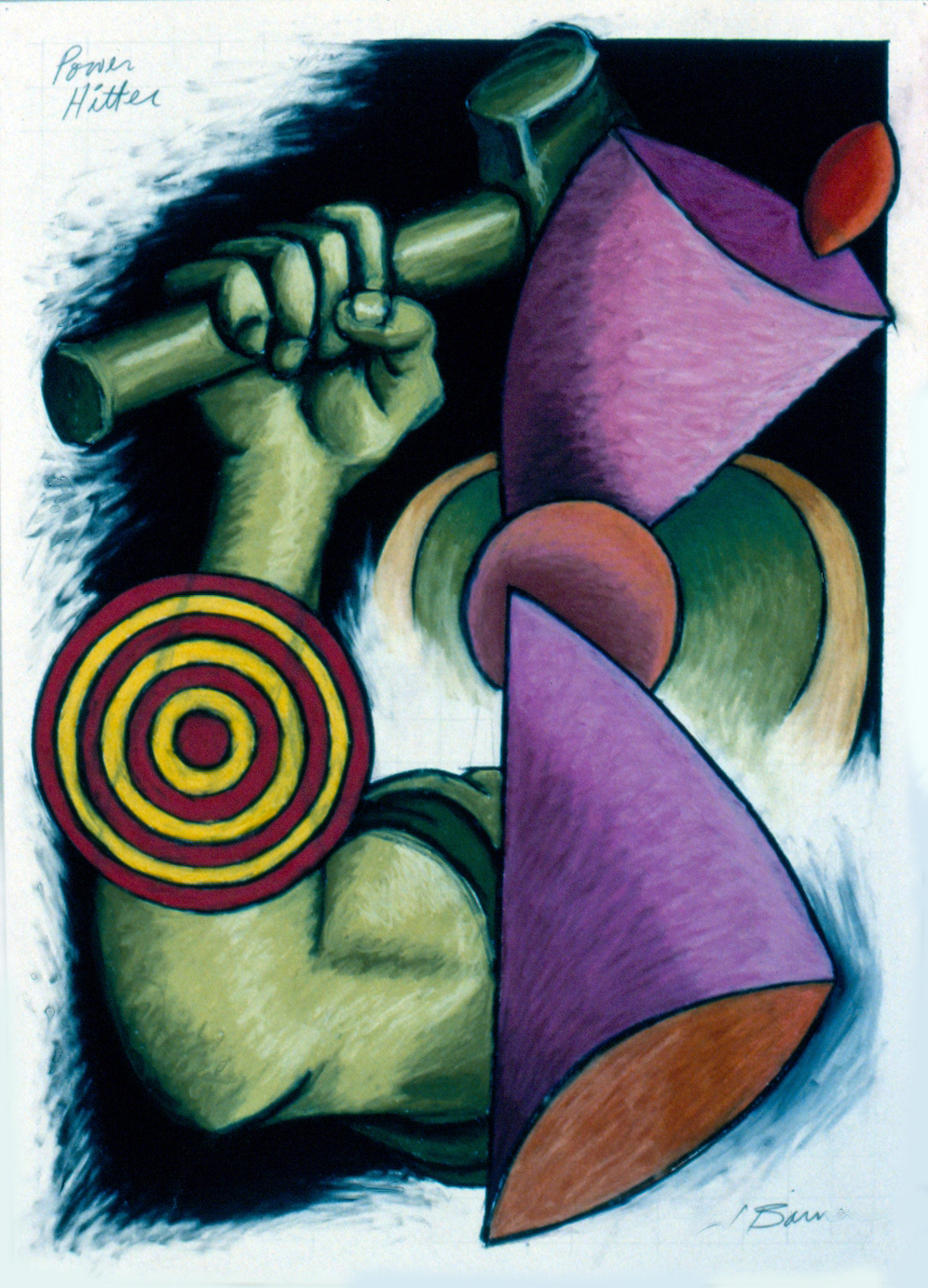 Power Hitter, 24” x 18,” Pastel on paper, 1989, SOLD