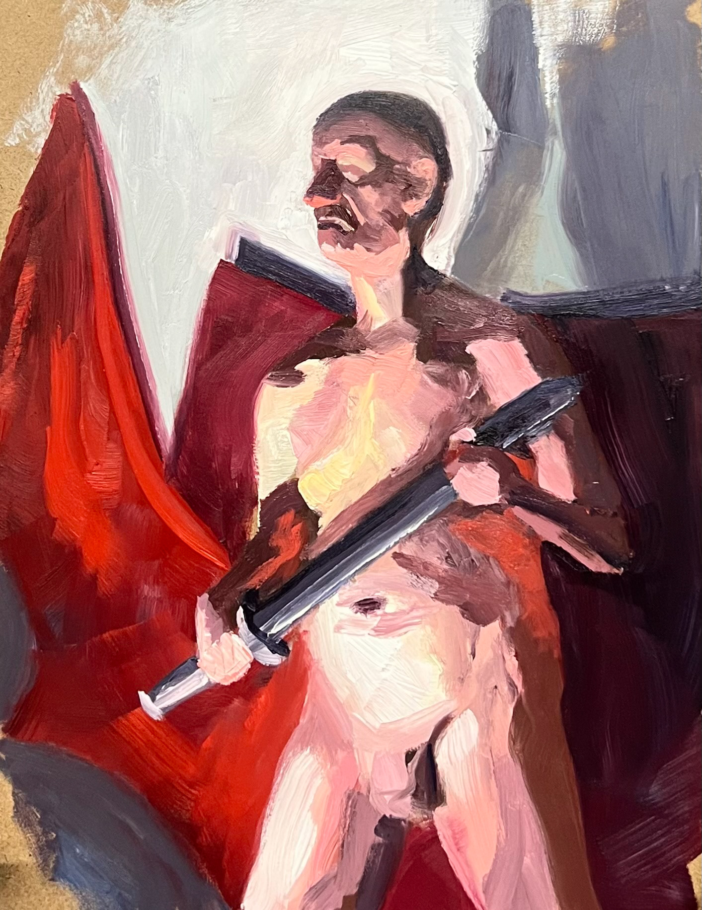 Jim, 1.5 hr study, 2025, oil on masonite, 8" x 10"