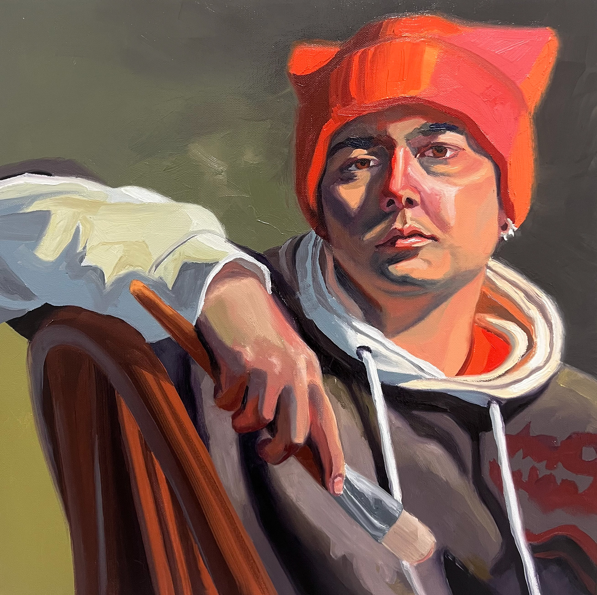 Self Portrait, 2025, oil on canvas, 12" x 12"