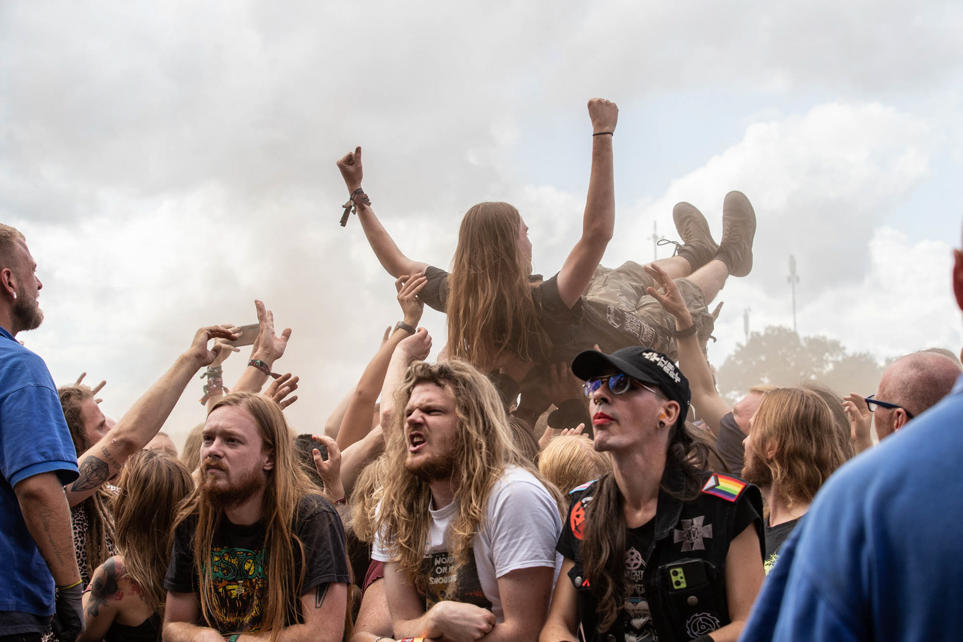 Metalheads at Wacken Open Air 2022, Crowdsurfing