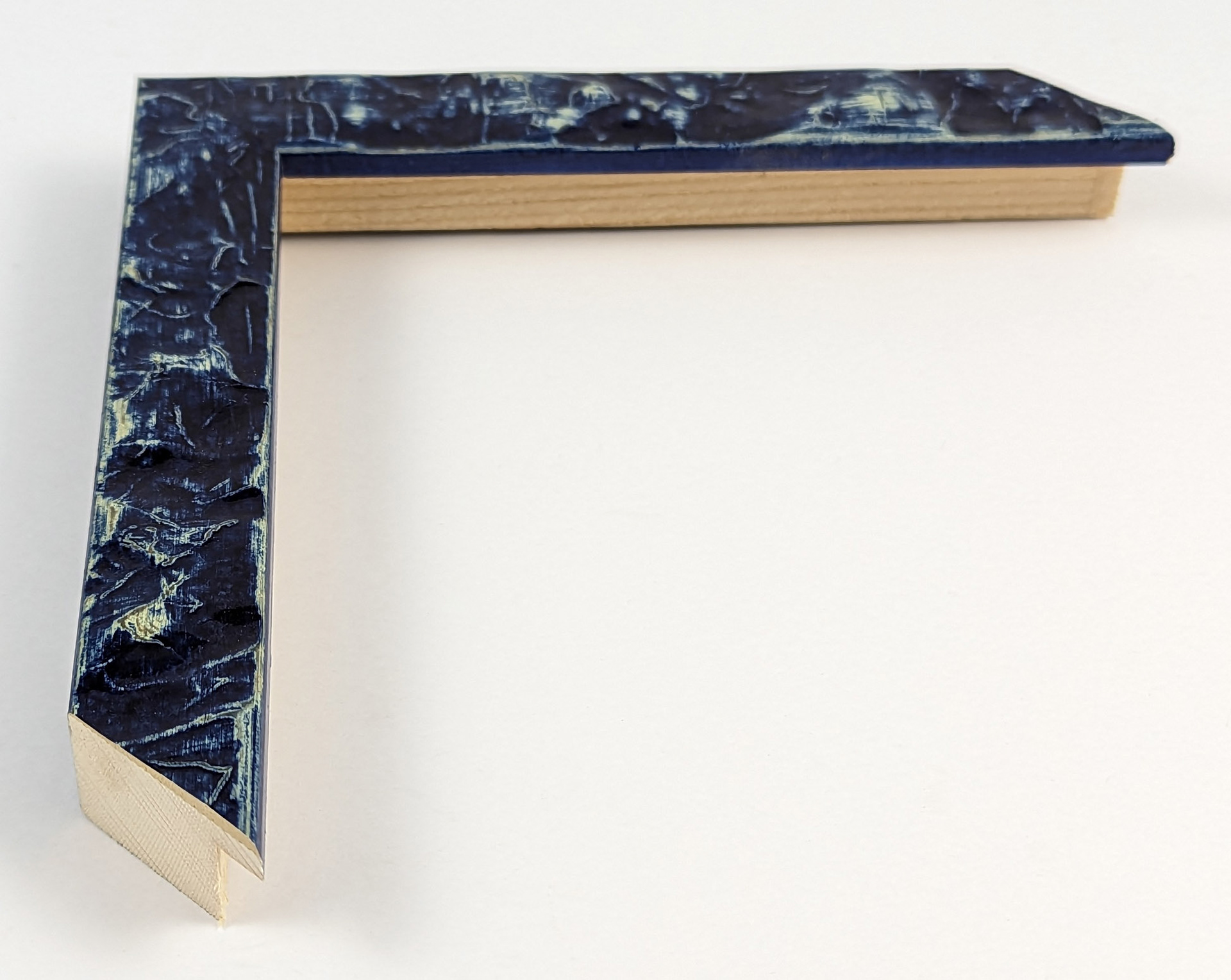 2095 - 25x20 - μπλε λάκα γυαλιστερή ανάγλυφη, ξύλο πεύκο