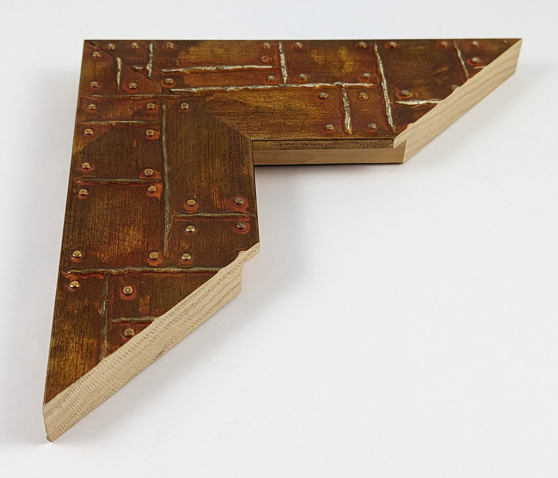 2171 - 70x20 - χρυσό σκουριάς ανοιχτό με καρφιά, ξύλο πεύκο