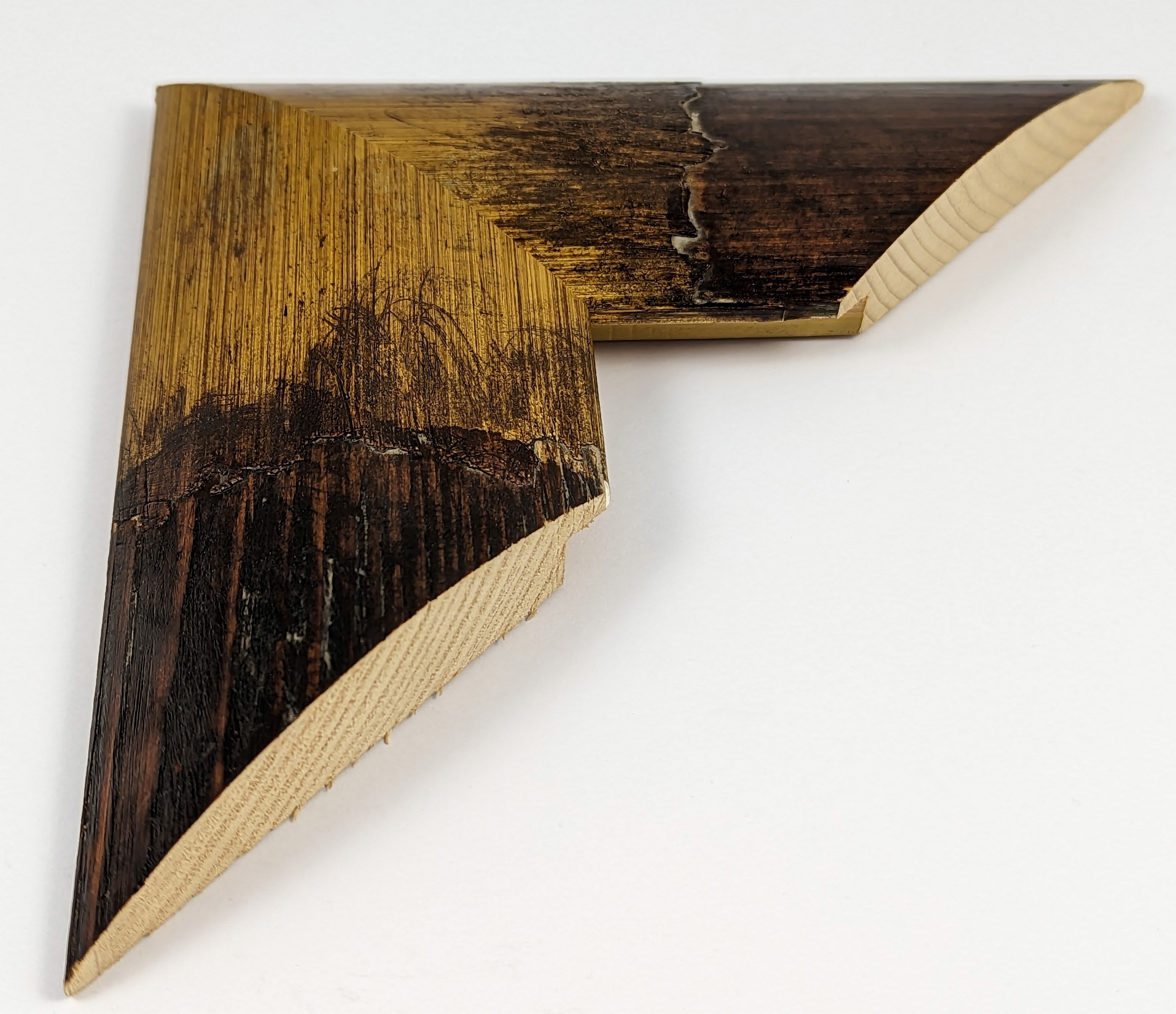 500 - 80x22 - χρυσό καφέ ανάγλυφο, ξύλο πεύκο