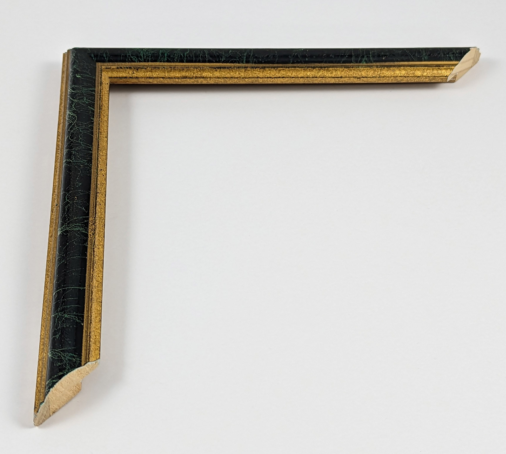 229 - 20x16 - φύλλο χρυσού σκούρο πράσινο σαν μάρμαρο, ξύλο πεύκο