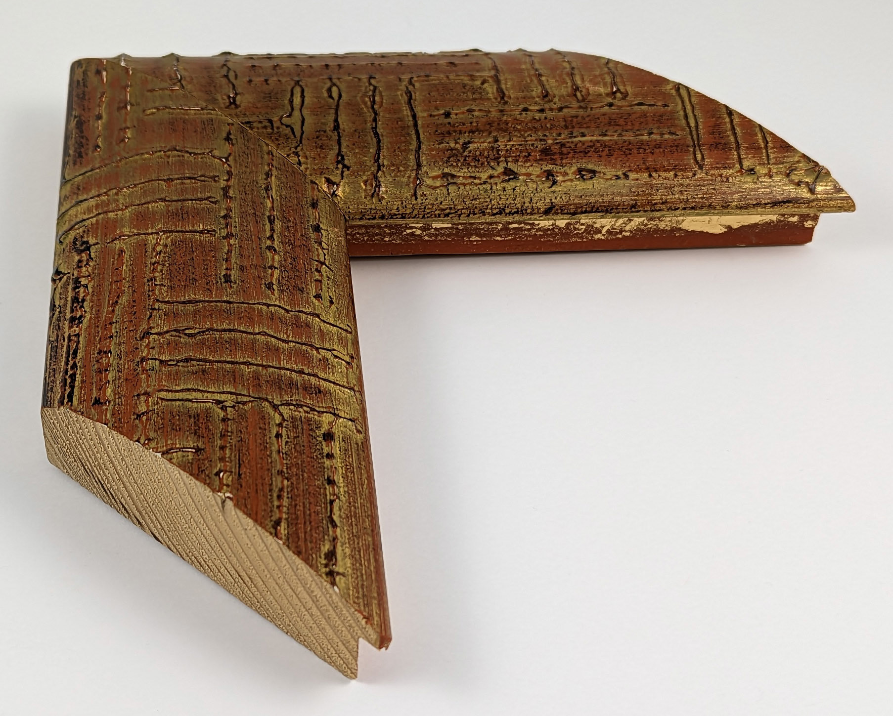 514 - 85x35 - κορνίζα φύλλο χρυσού με κόκκινο, ξύλο πεύκο