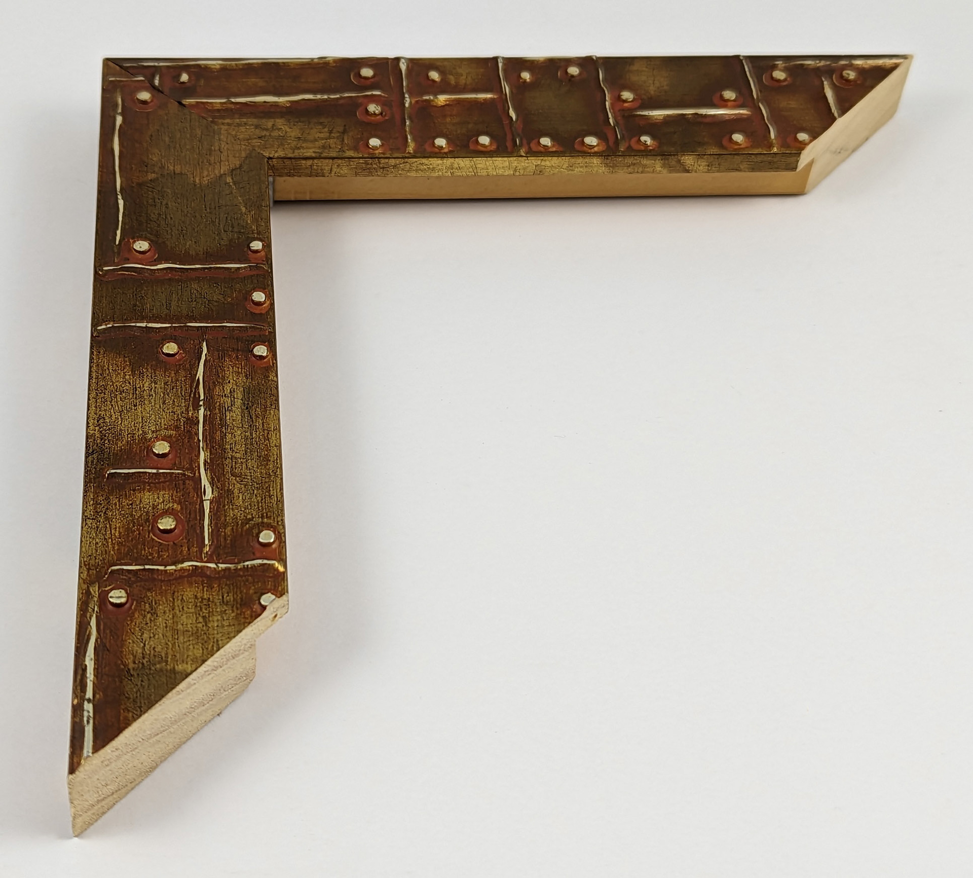 2174 - 38x20 - χρυσό σκουριάς ανοιχτό με καρφιά, ξύλο πεύκο