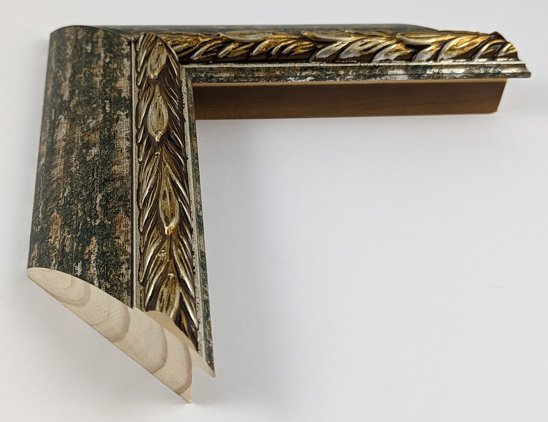 876/3 - 65x43 - πράσινη με ασημί, ξύλο πεύκο