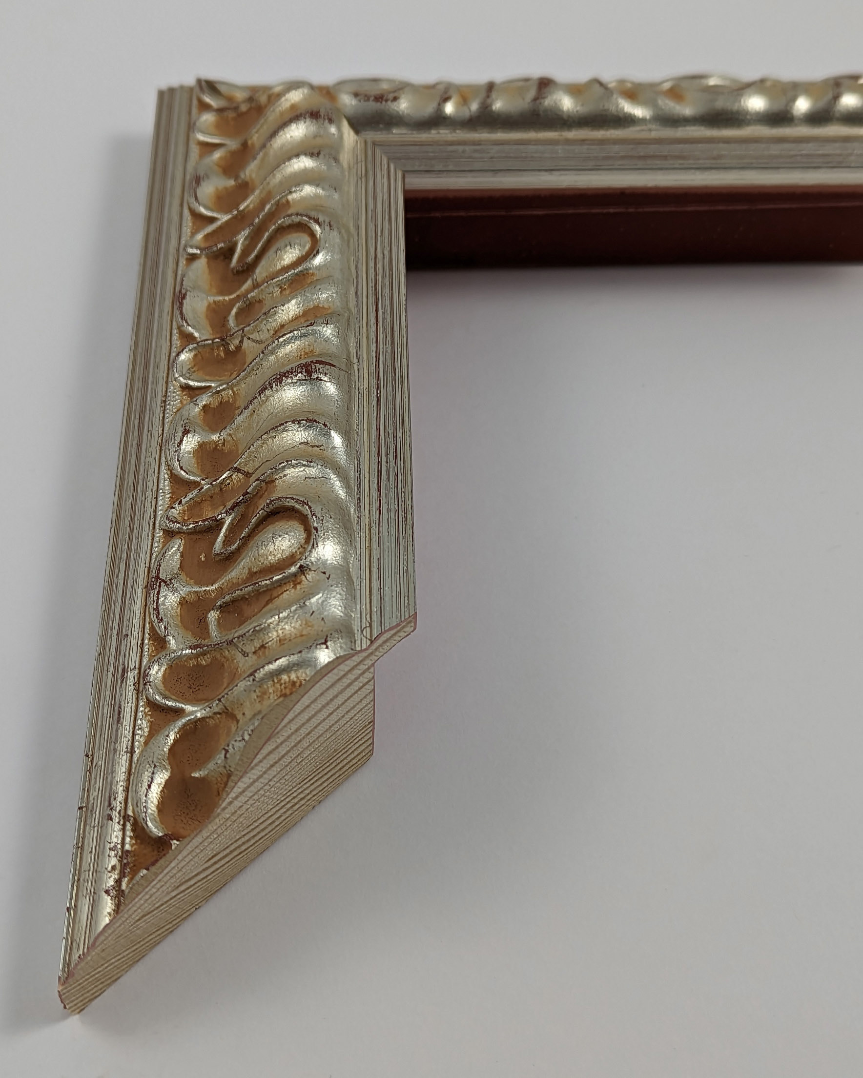 A4030 - 50x35 - φύλλο ασήμι με πατίνα, ξύλο πεύκο