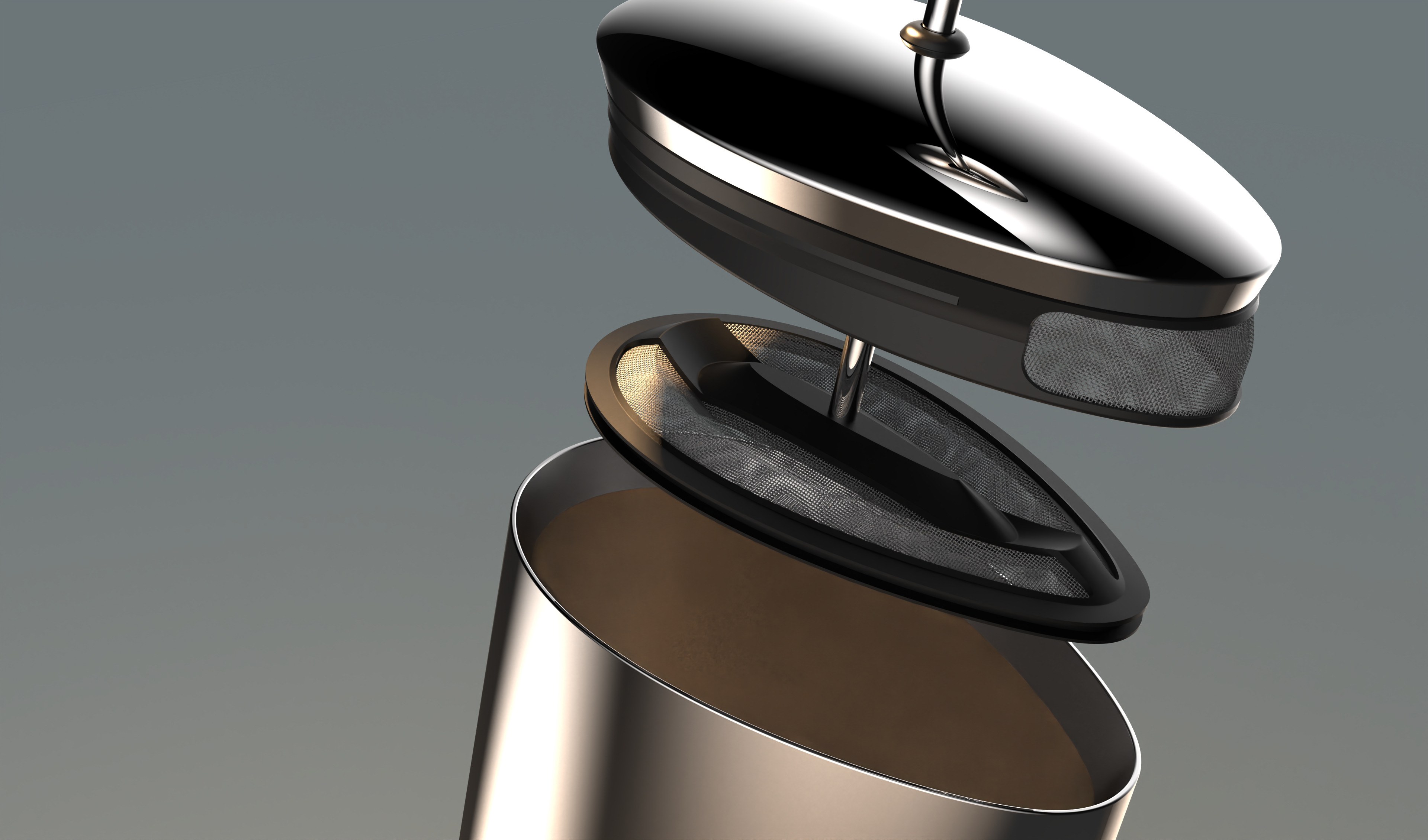 Umbrella plunger and double filter ensures smooth coffee texture.