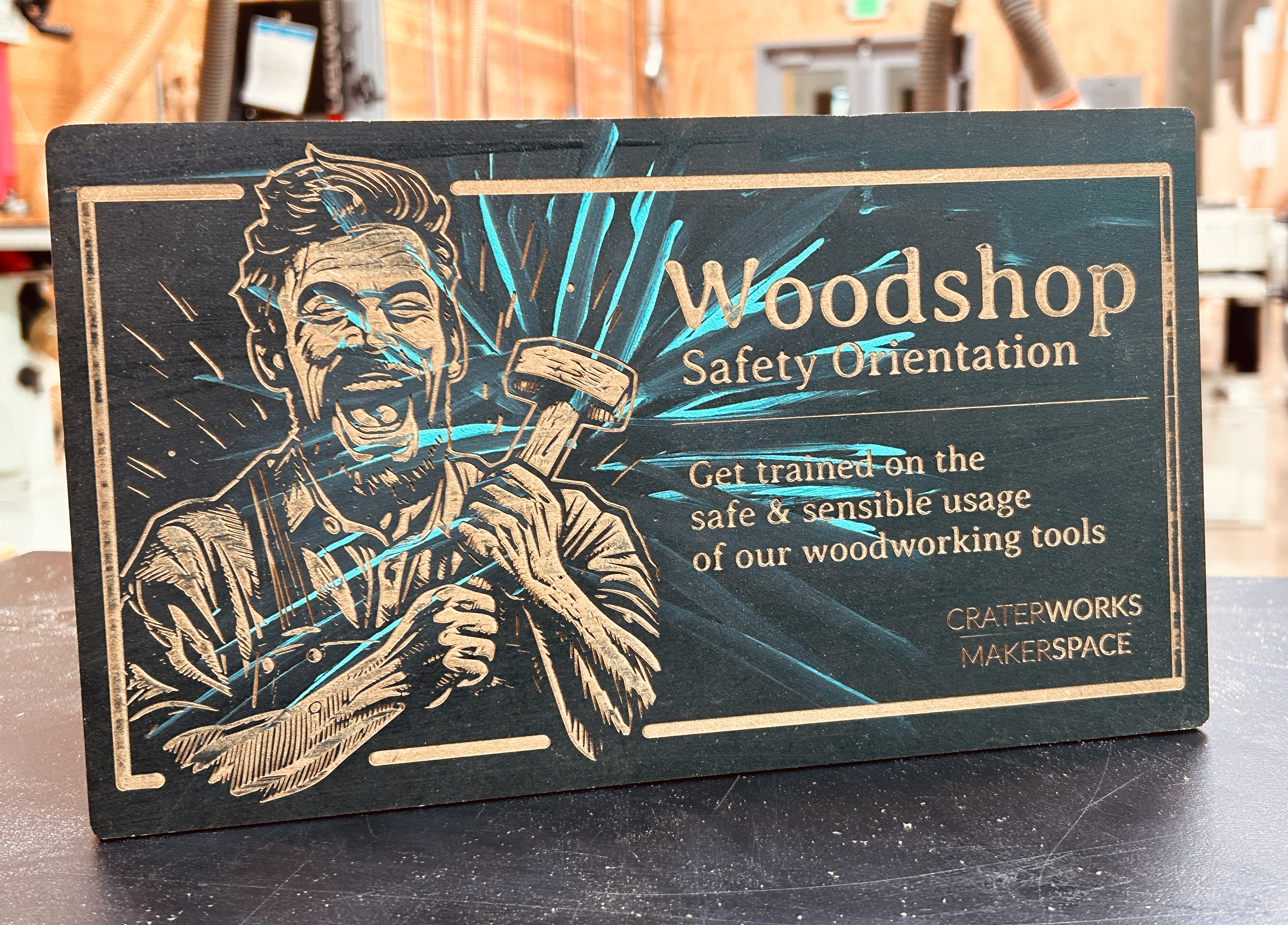 Laser engraved shop signs