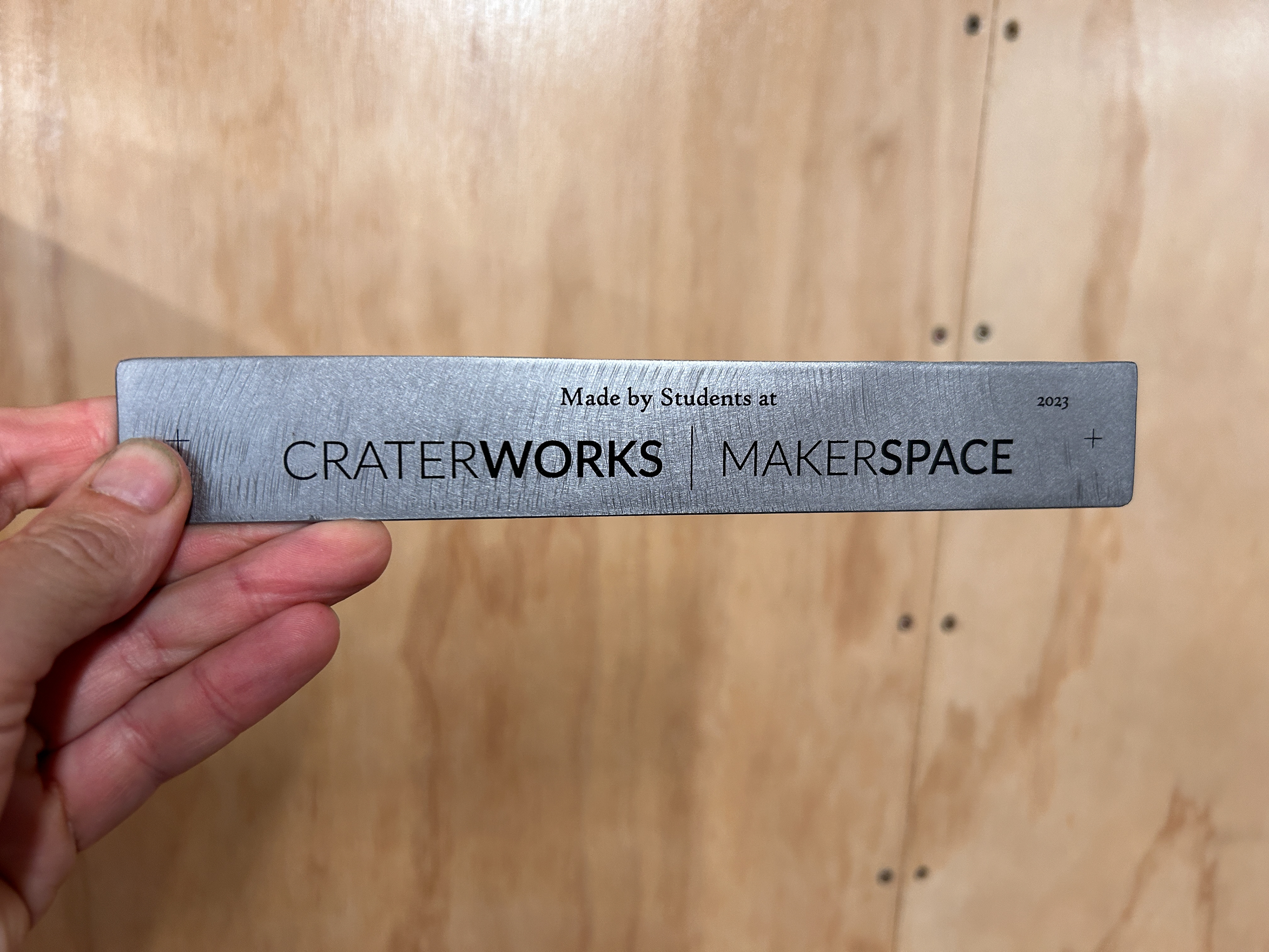 Ceramic laser etching. Steel bench plaque