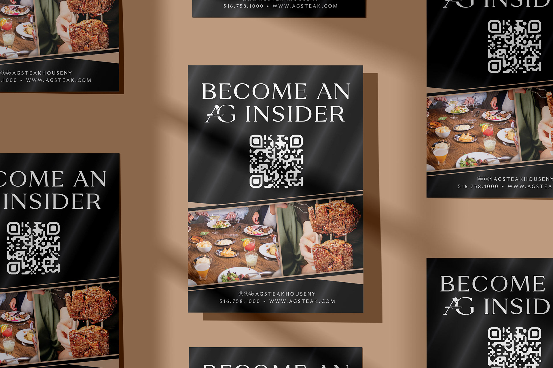 Mockup of Generic Flyer with QR Code for AG Steakhouse