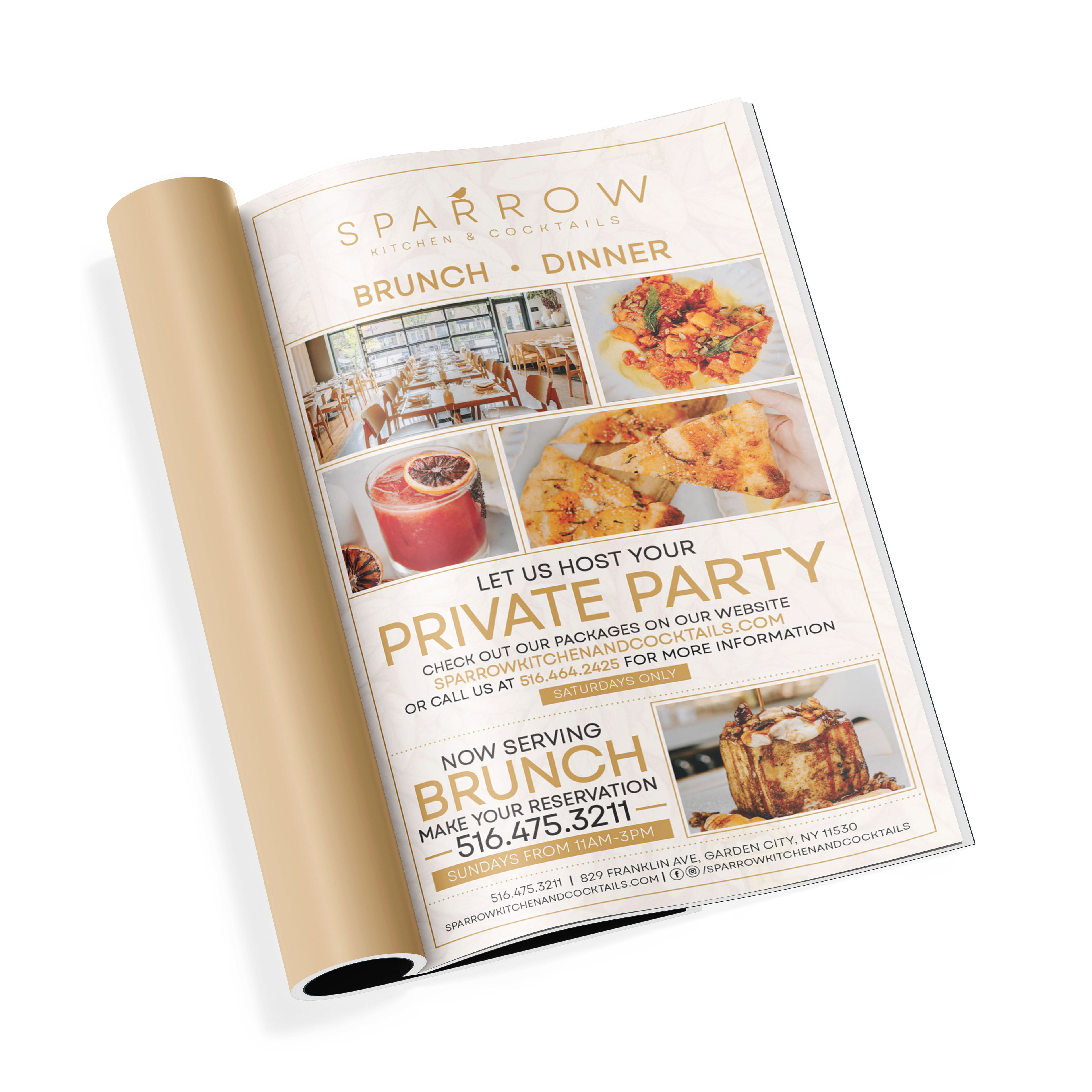 Mockup of Print Ad for Sparrow Kitchen and Cocktails
