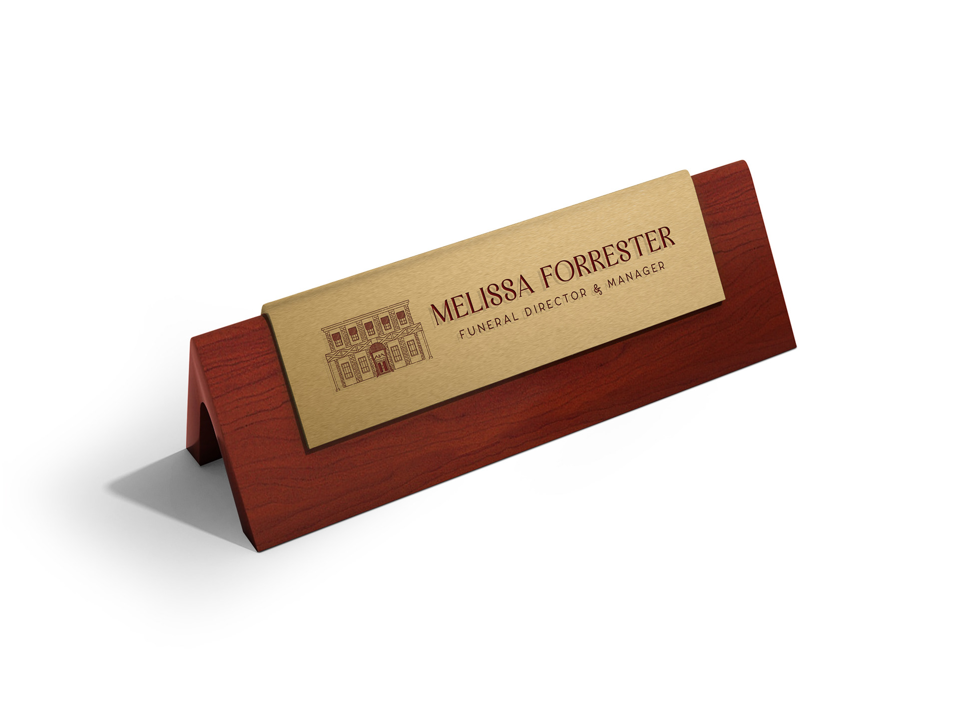 Mockup of Nameplate with Forrester Funeral Home Logomark