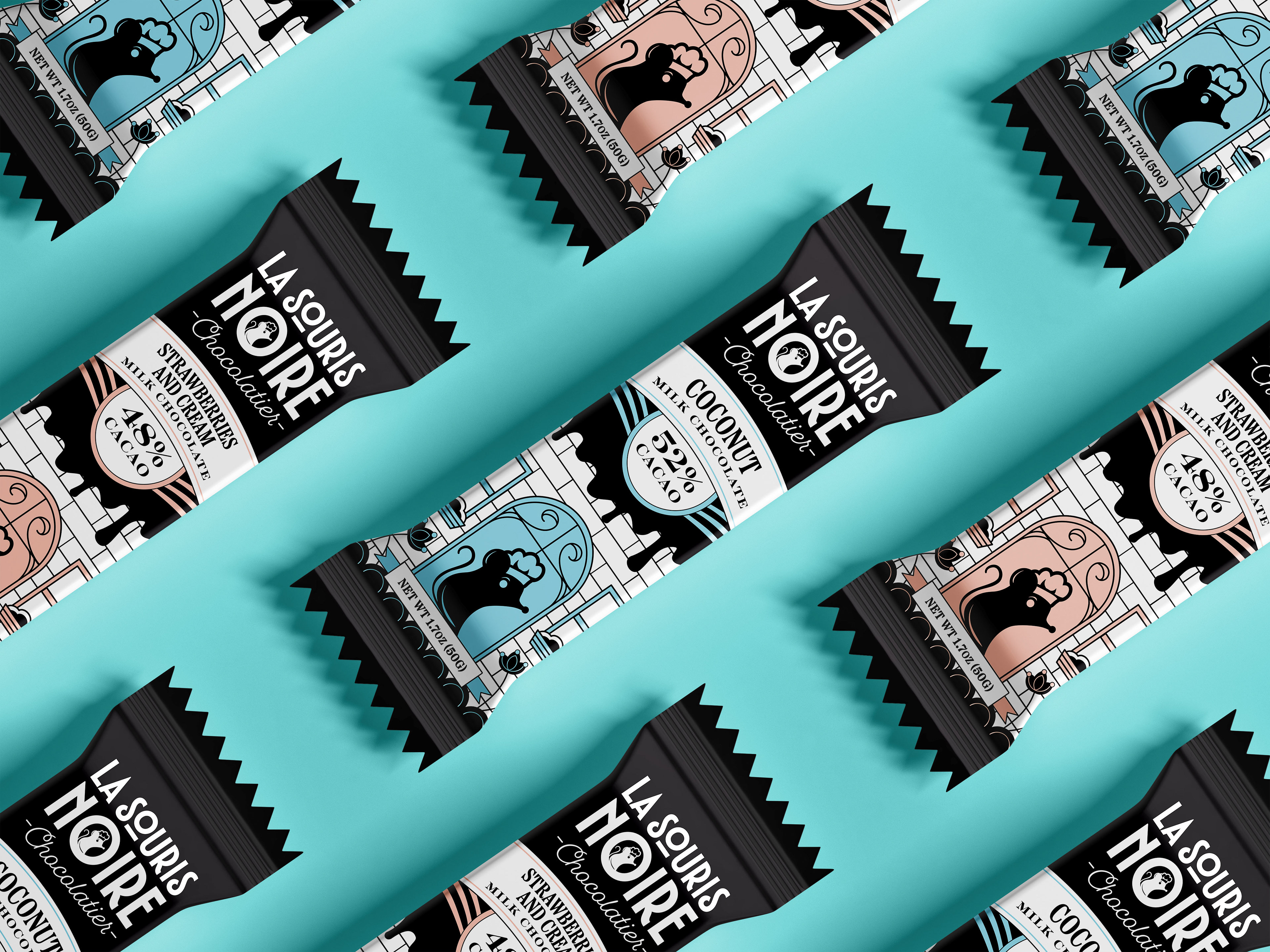 Mockup of Small Chocolate Bars of Straberries and Cream and Coconut Chocolate Bars
