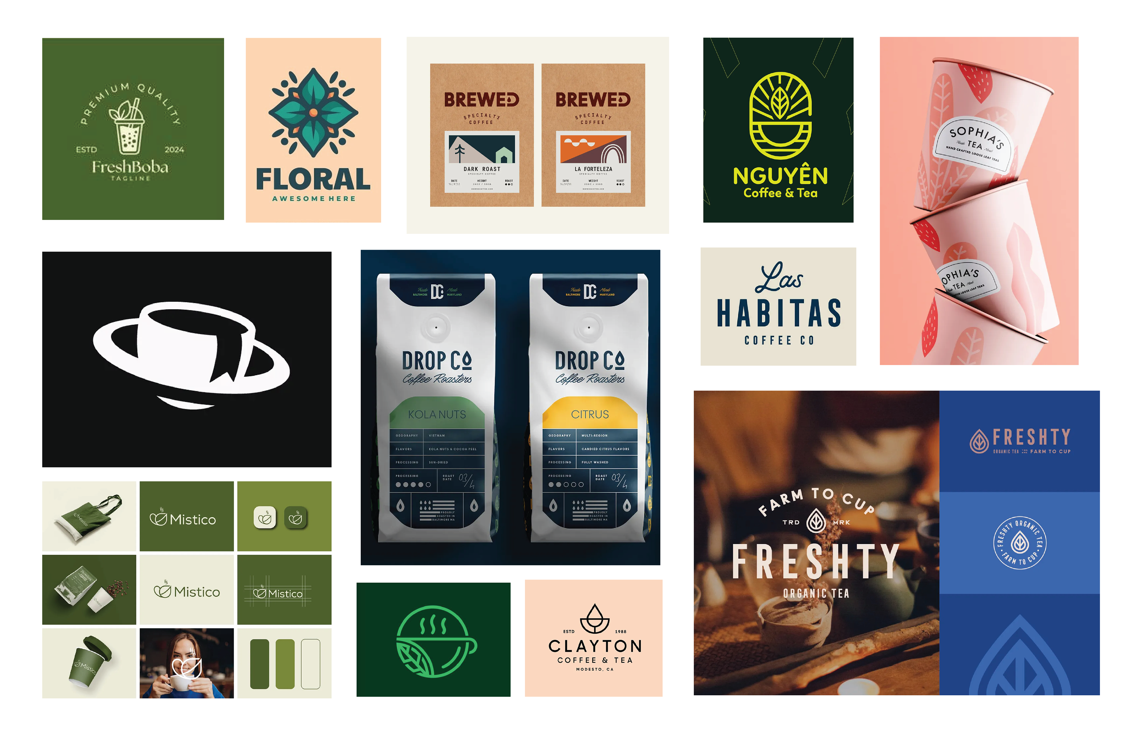 Moodboard of various inspirational logos and designs that inspired the branding of Urbansteep