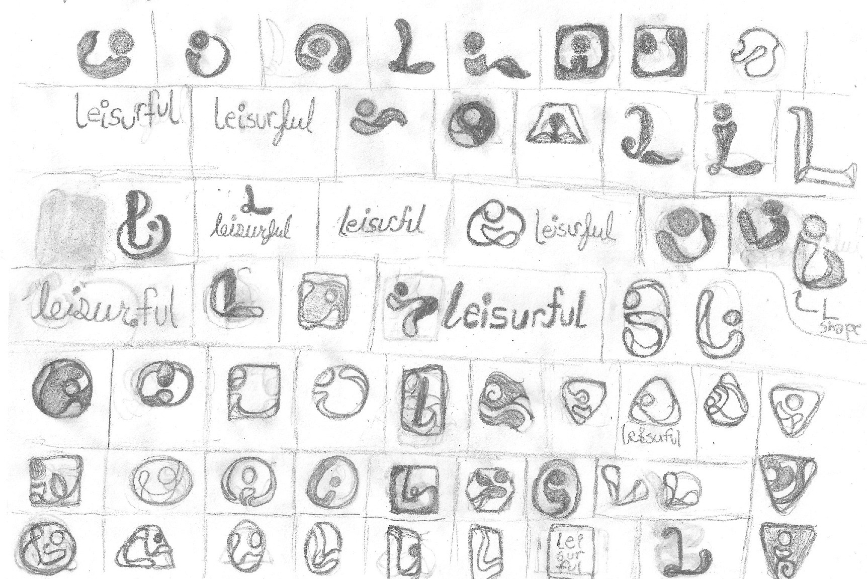 Image of multiple sketches of logo concept