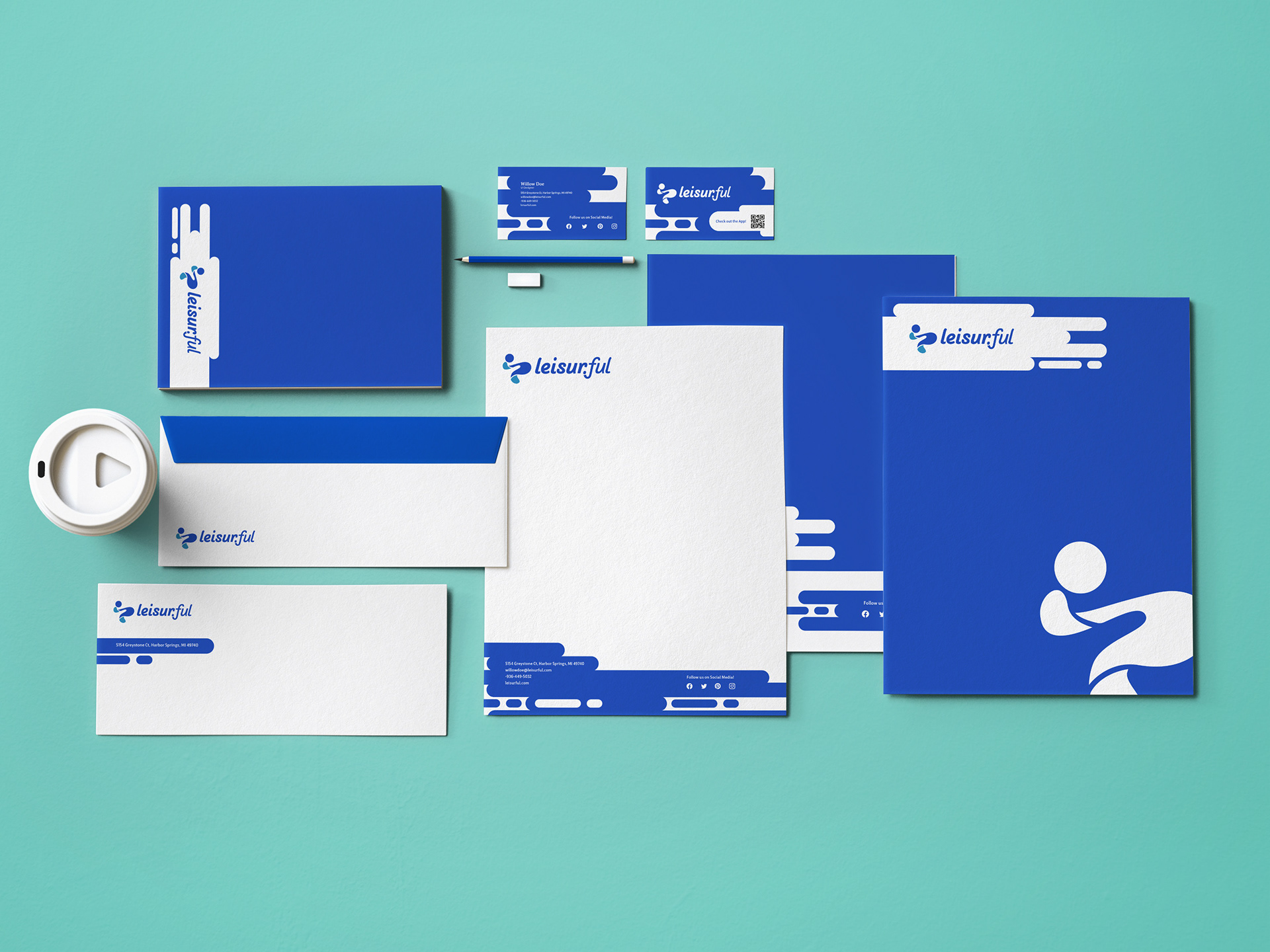 stationery design including business card, folder design, letter head design
