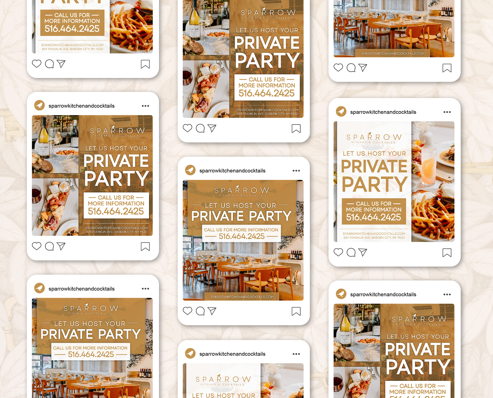 Various Social Media Advertisements for Private Parties
