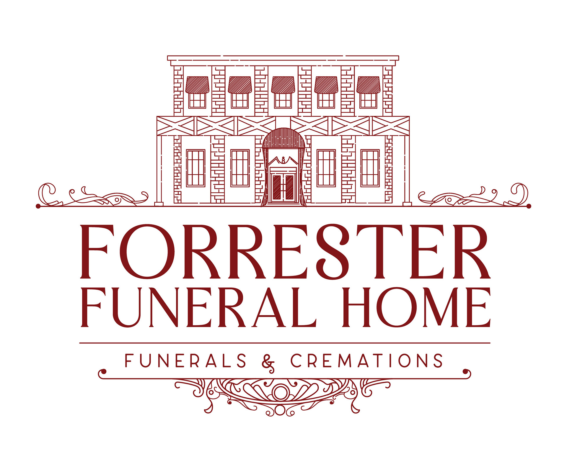 Forrester Funeral Home Logo Red on White Background