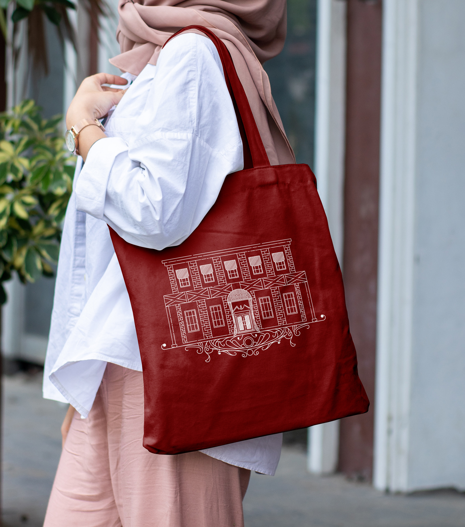 Mockup of a Tote bag with Forrester Funeral Home Logomark