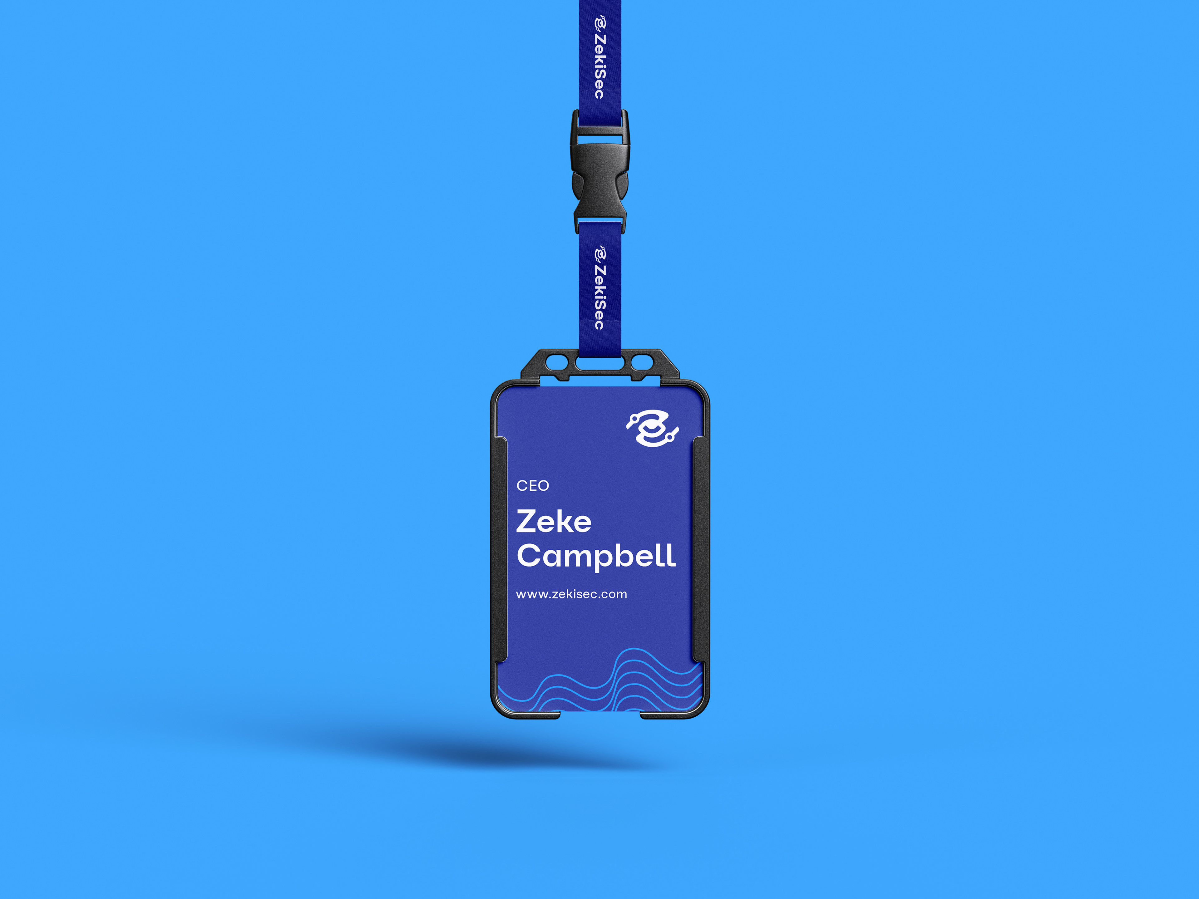 Mockup of ID tag on a blue background